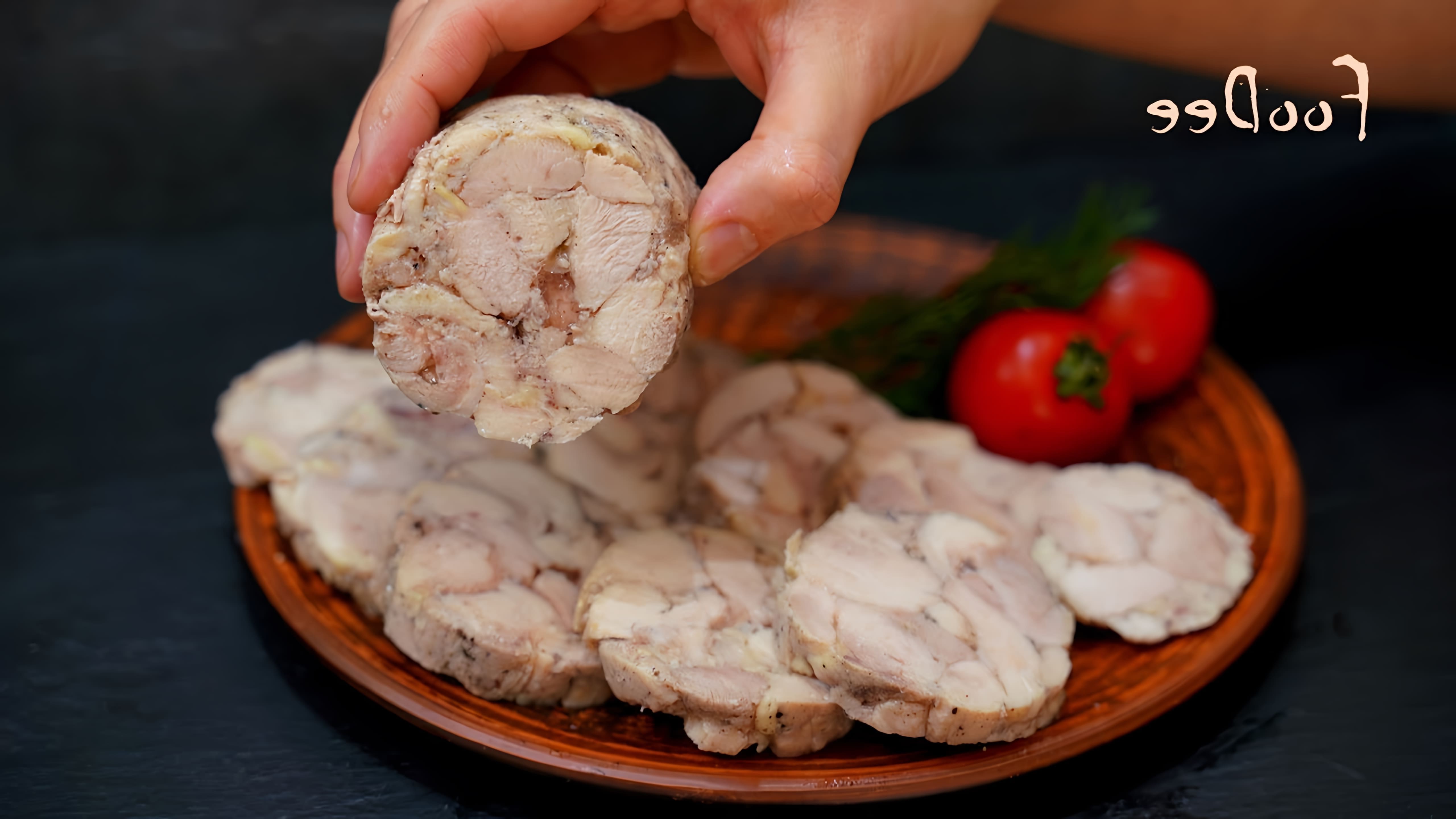 В этом видео-ролике рассказывается о домашней куриной колбасе, которая готовится без использования магазинной колбасы