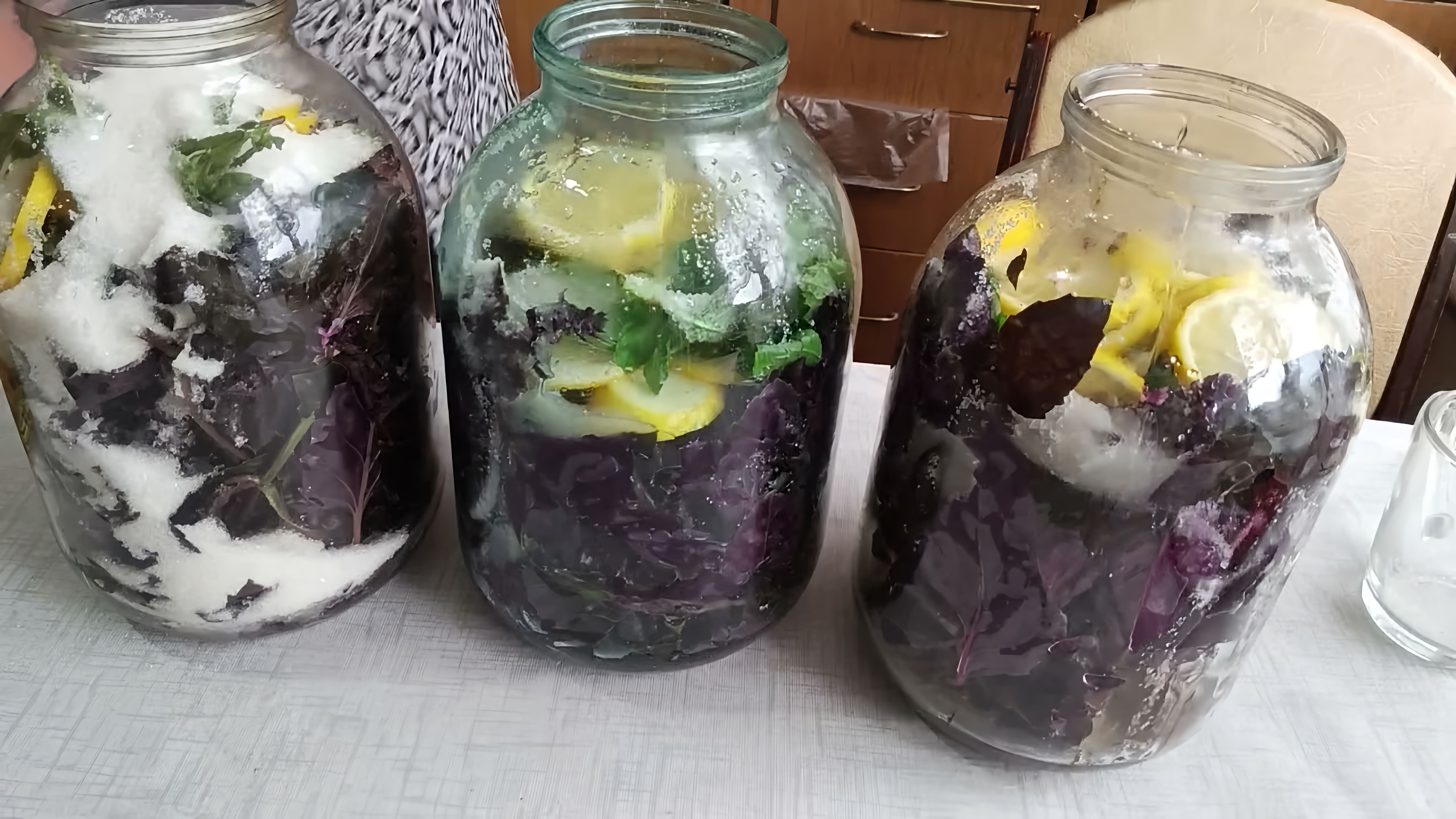 В этом видео демонстрируется процесс приготовления мохито из базилика фиолетового на зиму