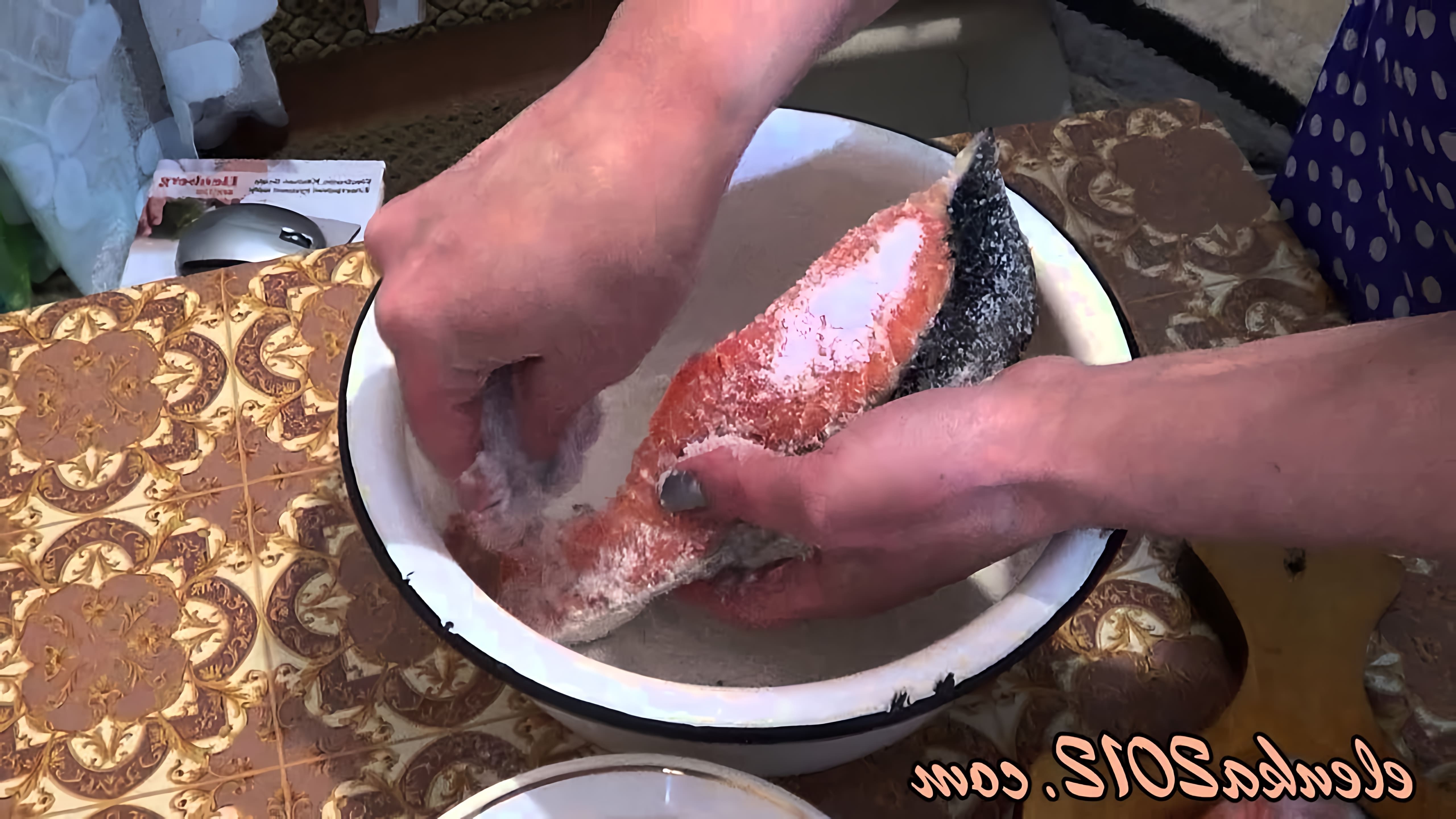 В данном видео демонстрируется процесс засолки красной рыбы сухим способом