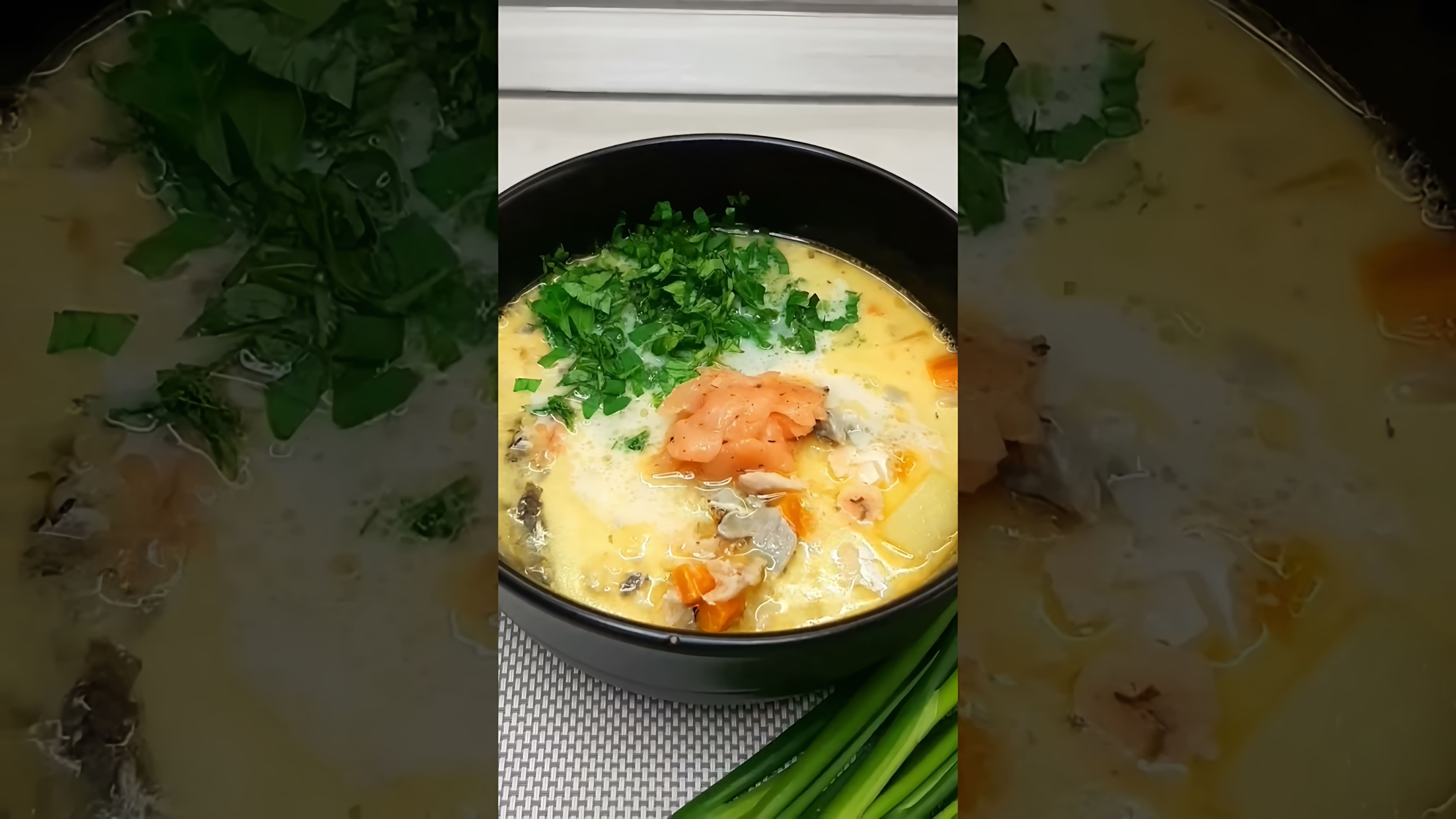 В этом видео-ролике демонстрируется процесс приготовления рыбного супа с плавленым сыром