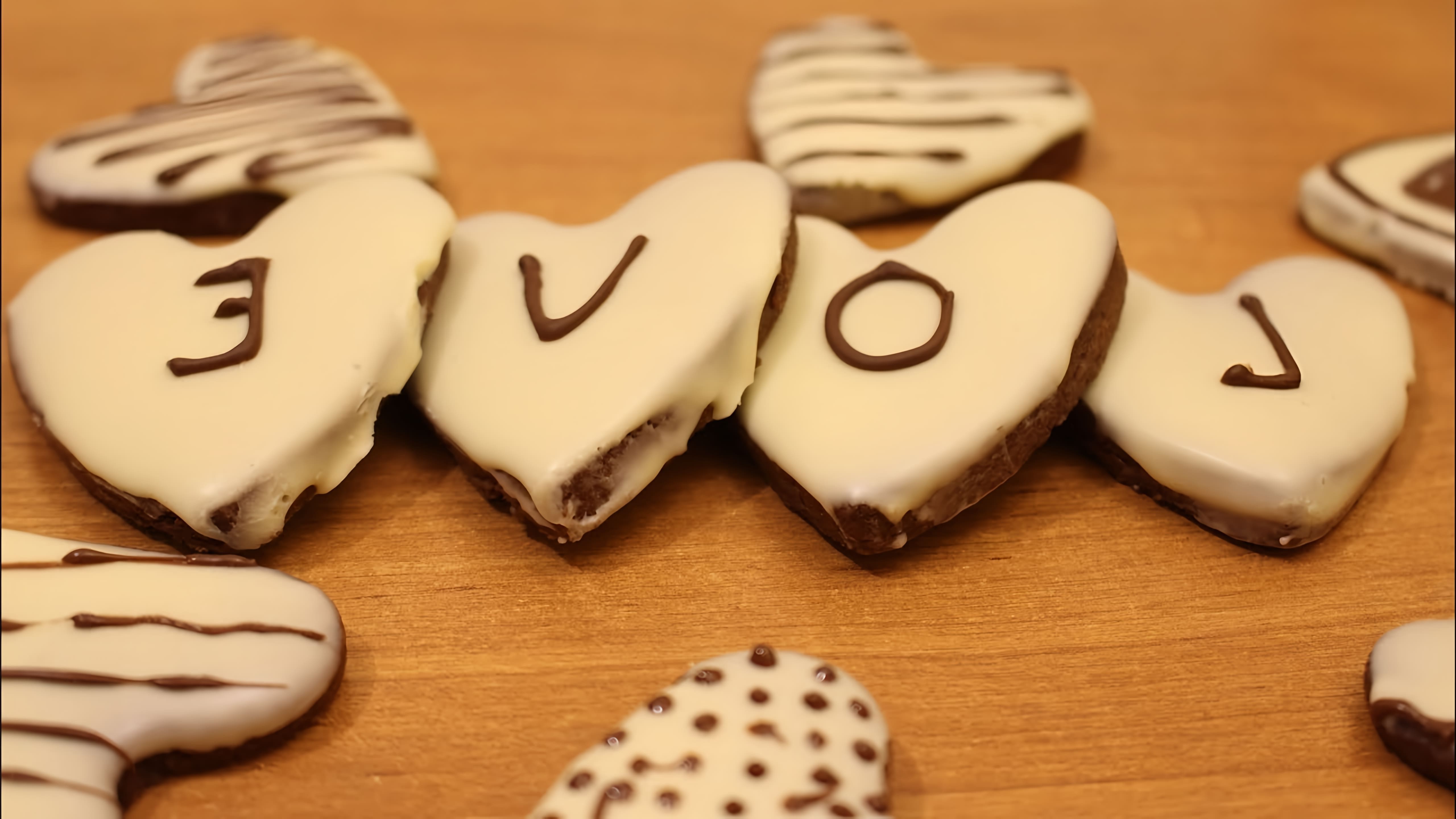 В этом видео демонстрируется простой рецепт приготовления печенья в виде сердечек к Дню Святого Валентина