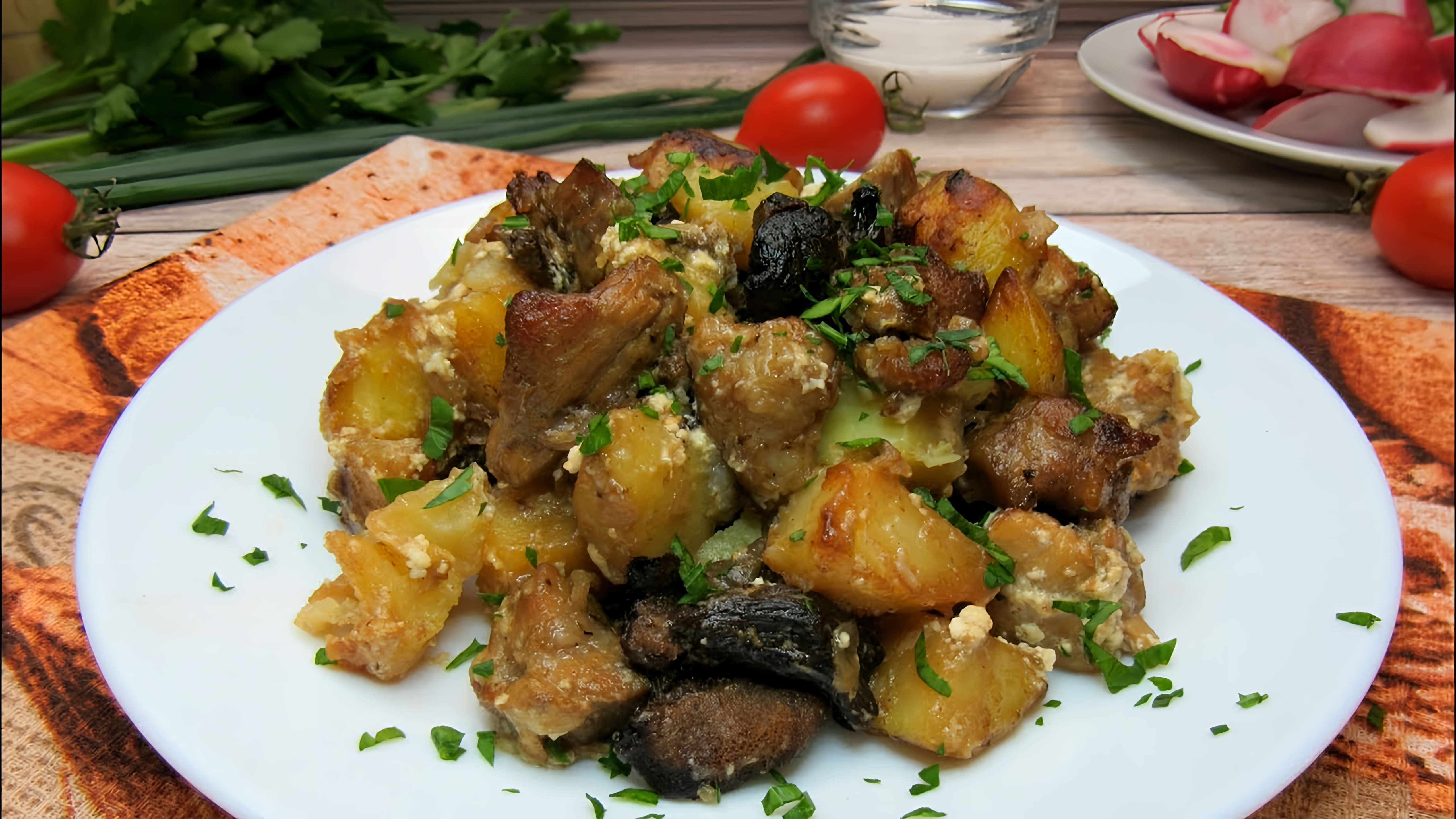 В этом видео демонстрируется процесс приготовления вкусного и сытного блюда - картофеля с мясом и грибами в горшочках