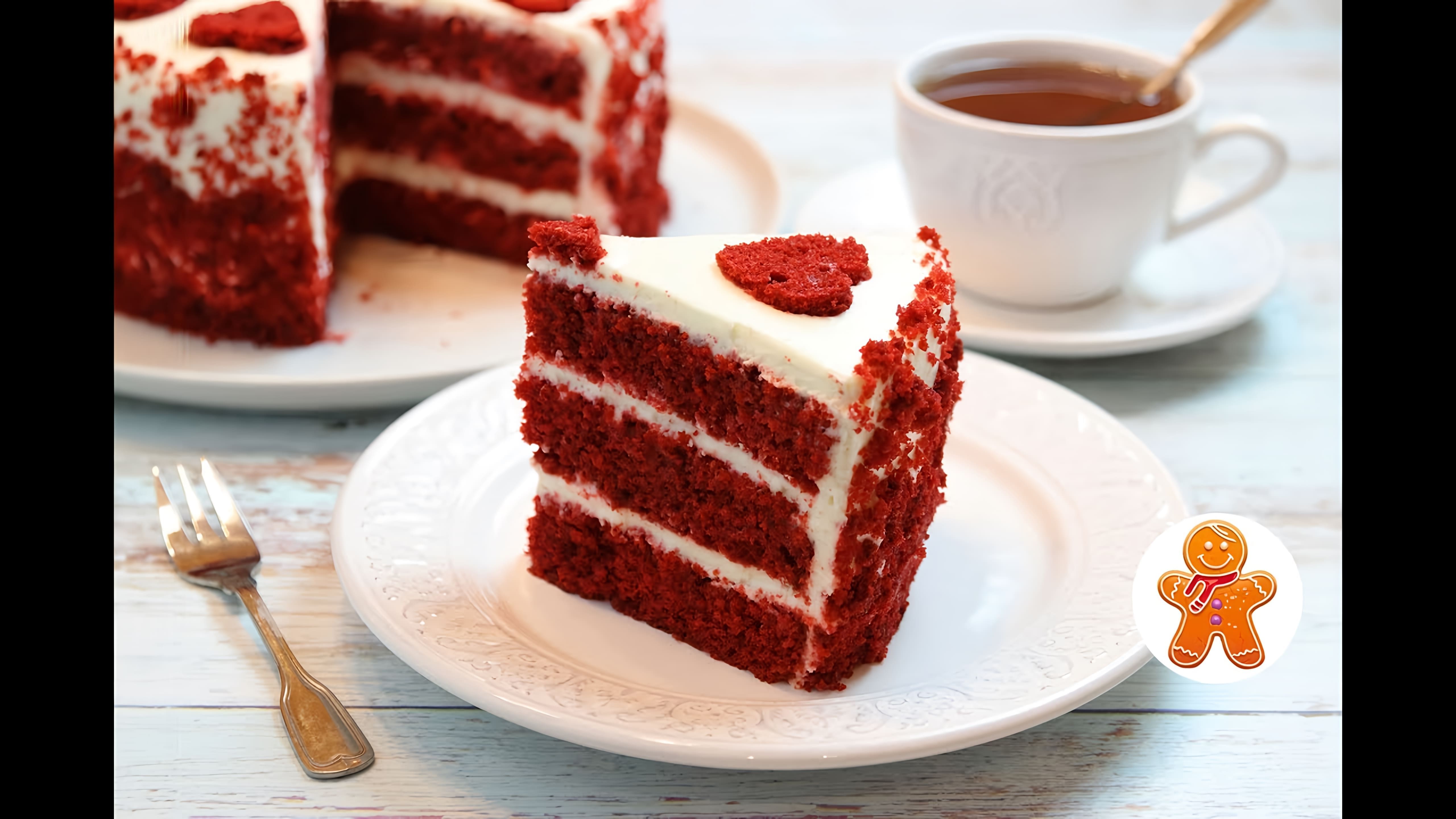 В этом видео демонстрируется рецепт приготовления торта "Красный Бархат"