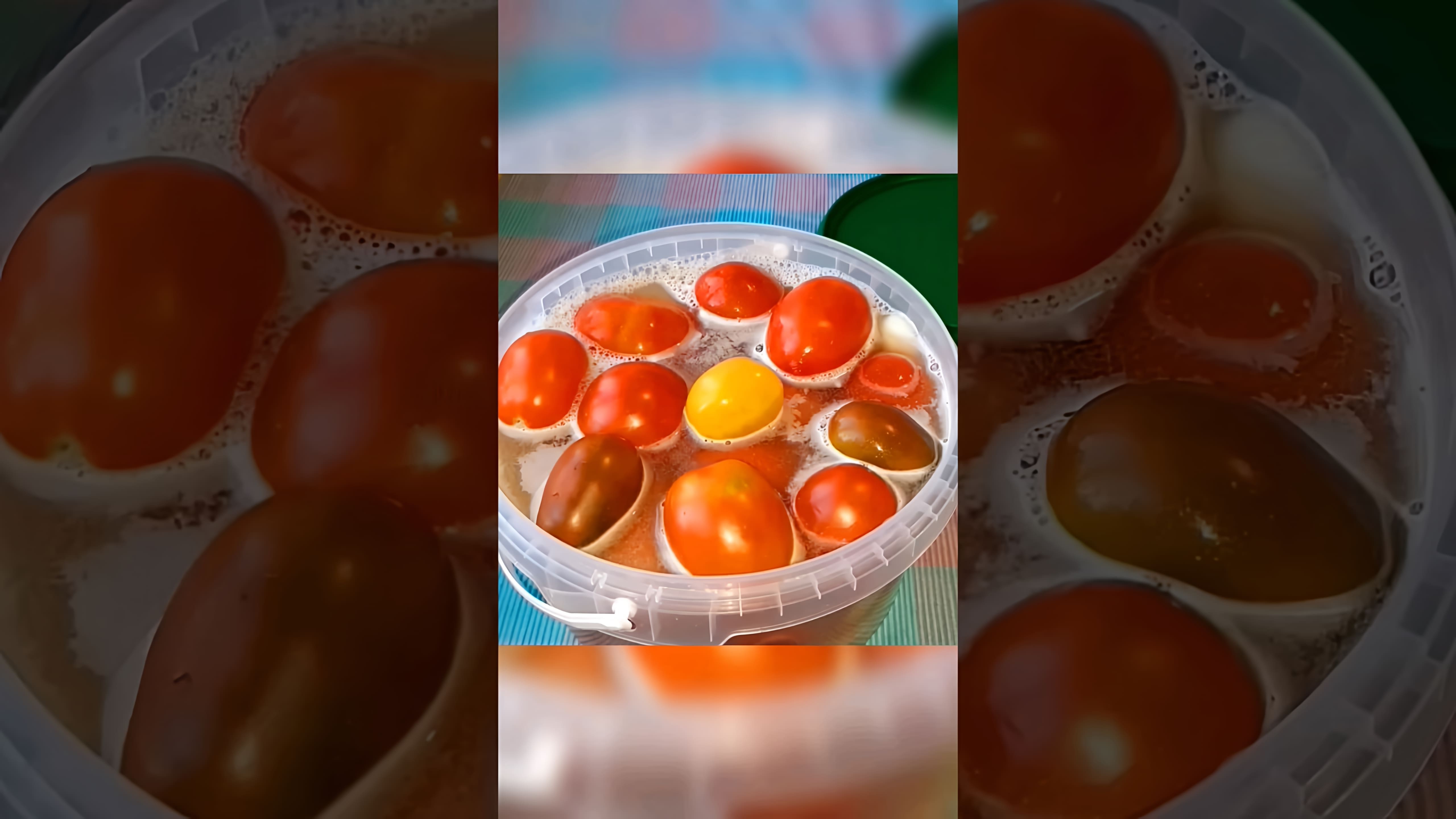 В этом видео демонстрируется процесс приготовления квашеных помидоров с горчицей и луком