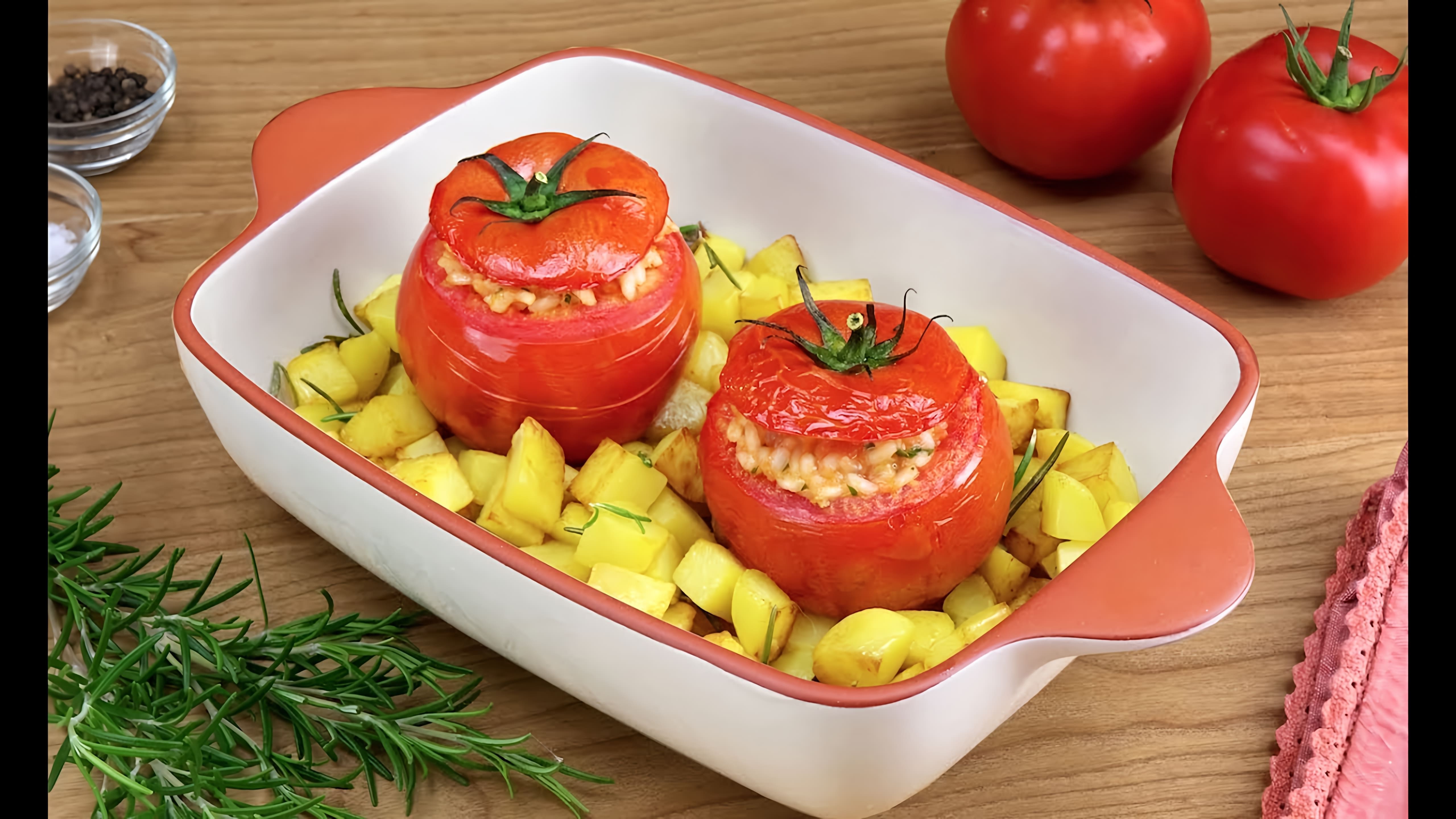 В этом видео-ролике вы увидите простой и вкусный рецепт фаршированных помидоров с рисом, который не содержит мяса