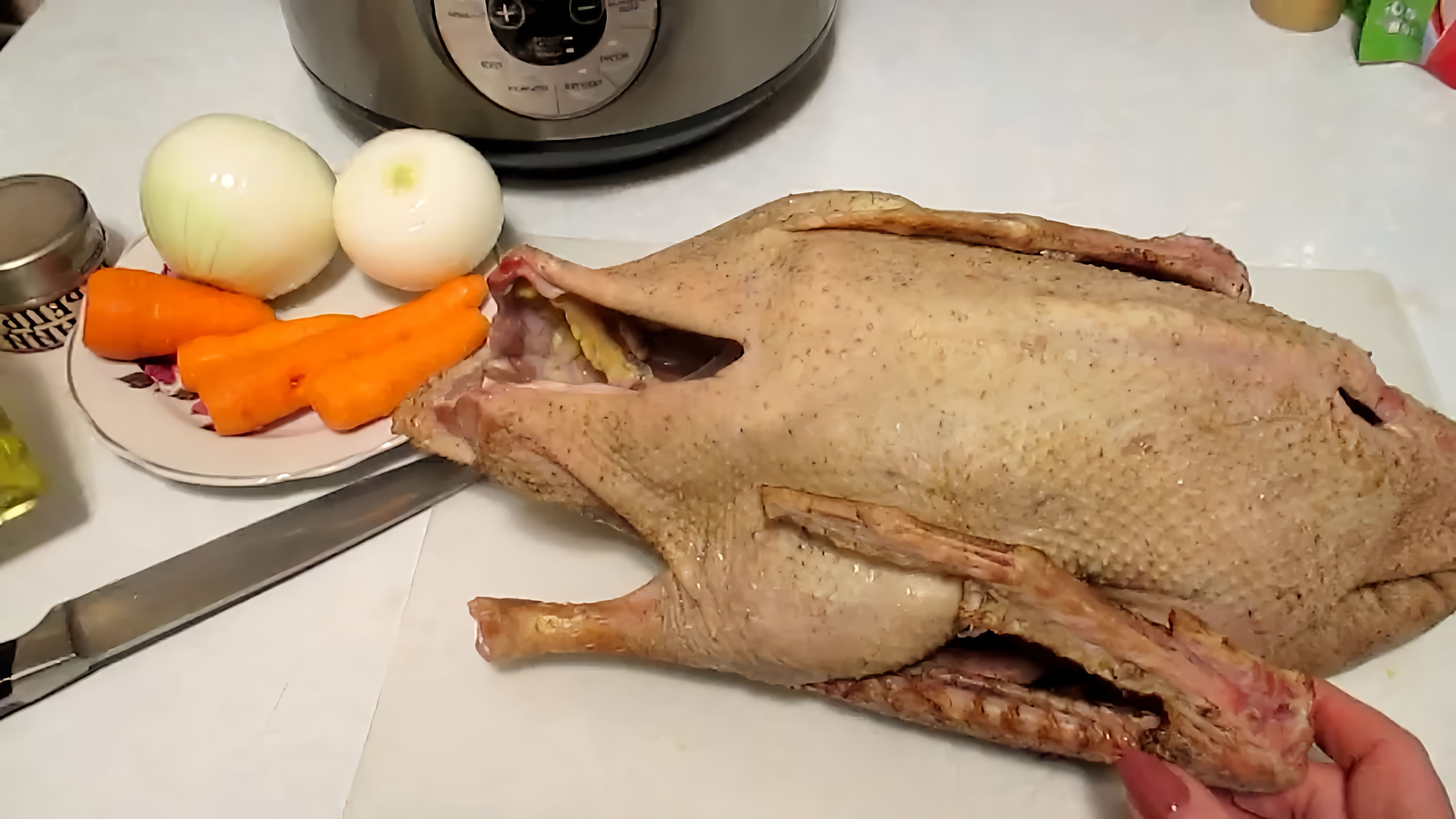 В этом видео демонстрируется простой рецепт приготовления гуся в мультиварке