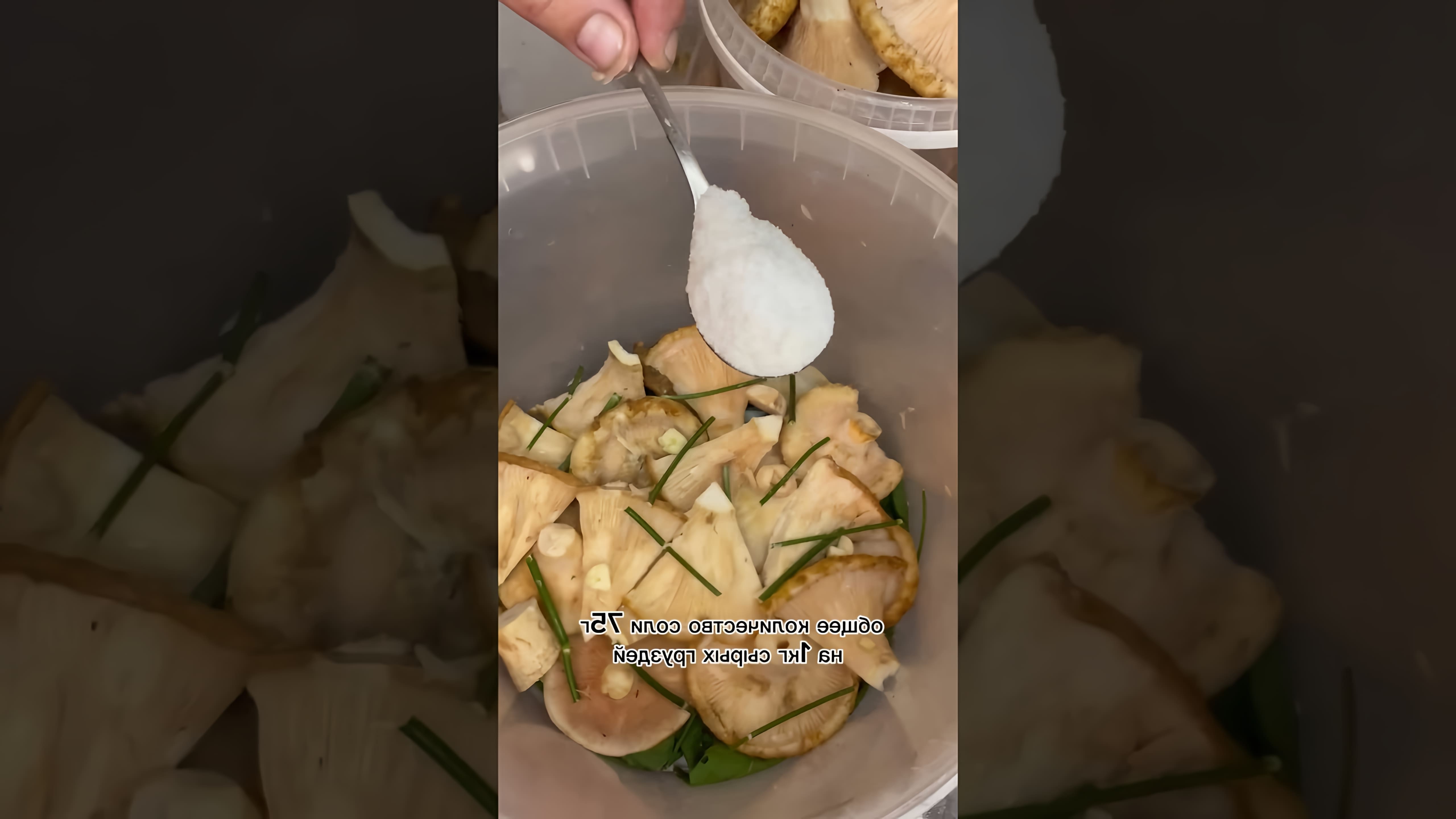 В этом видео демонстрируется процесс приготовления соленых груздей