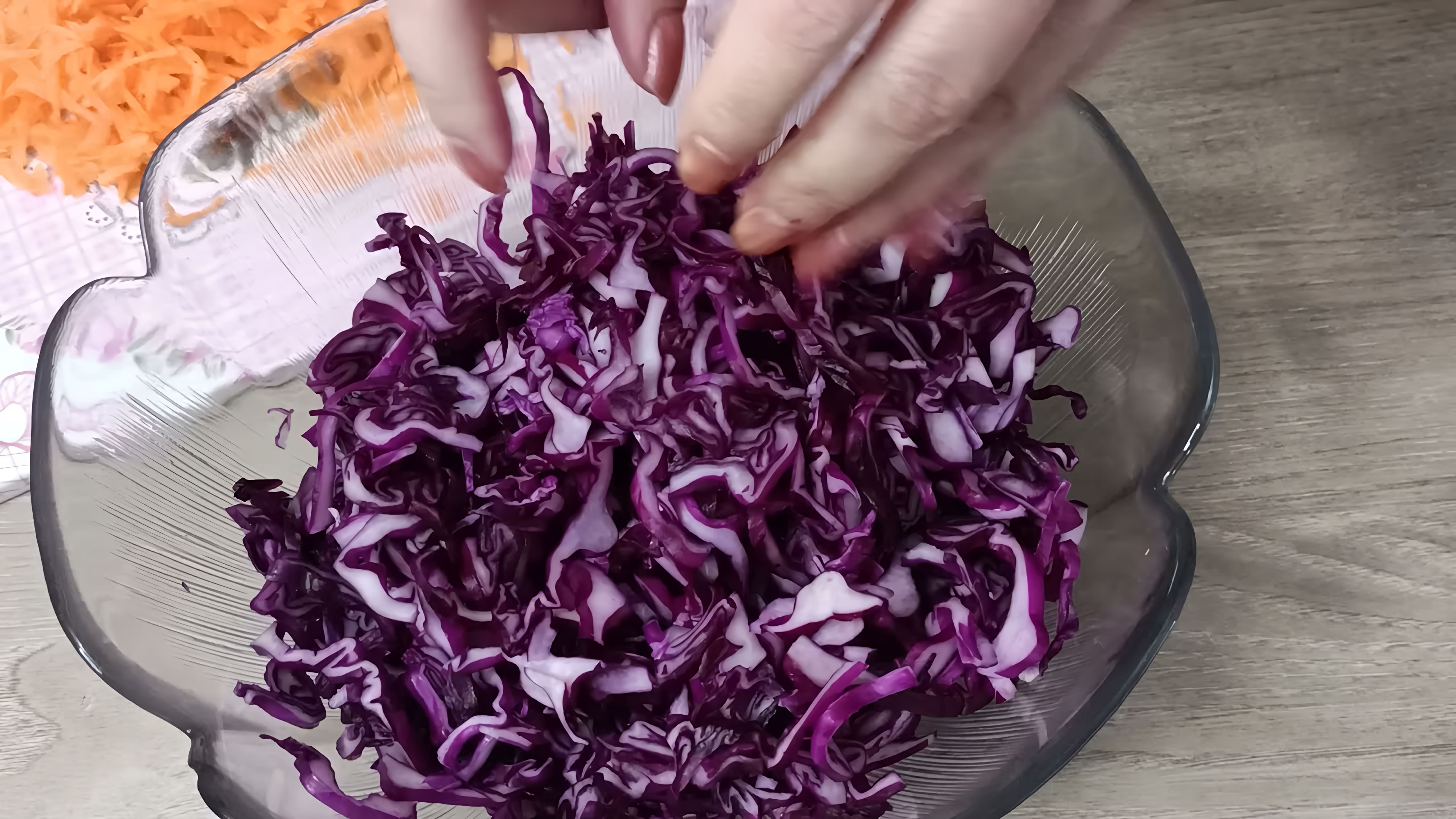 В этом видео-ролике рассказывается о быстром и простом способе приготовления квашеной красной капусты