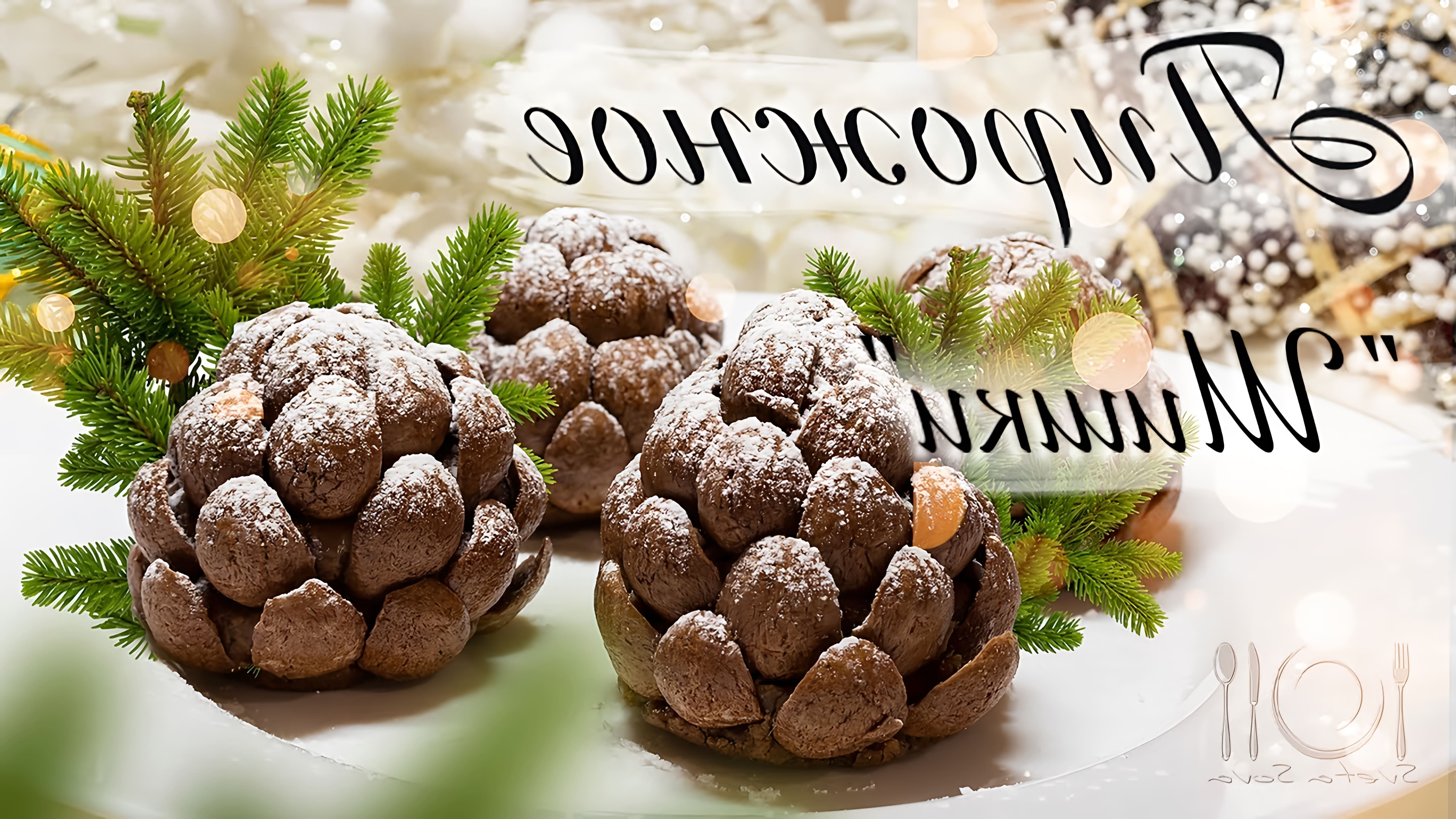 В этом видео демонстрируется простой и быстрый рецепт десерта "Шишки" на Новый год