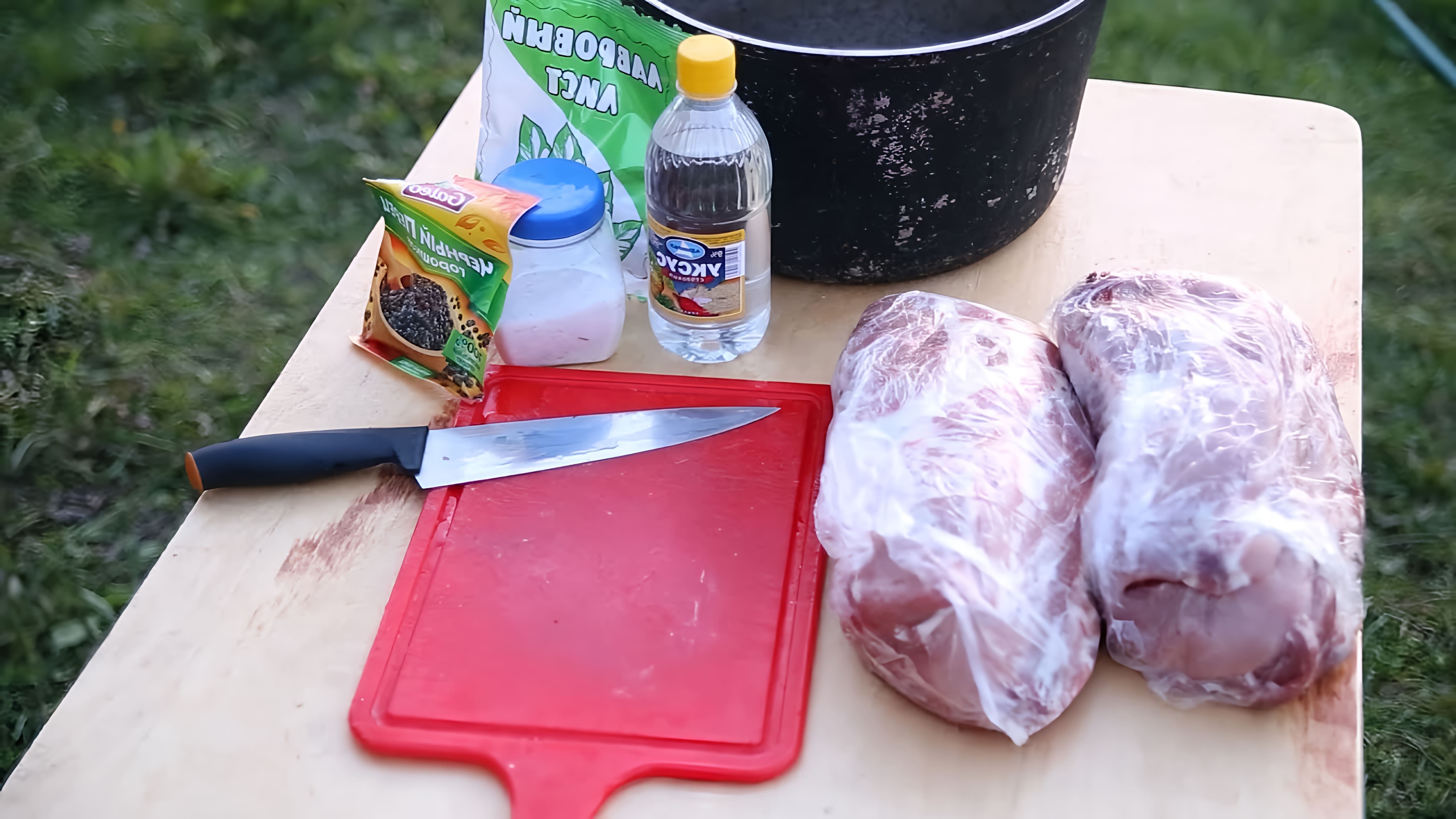 В этом видео демонстрируется процесс приготовления свиного шашлыка в классическом маринаде с использованием уксуса