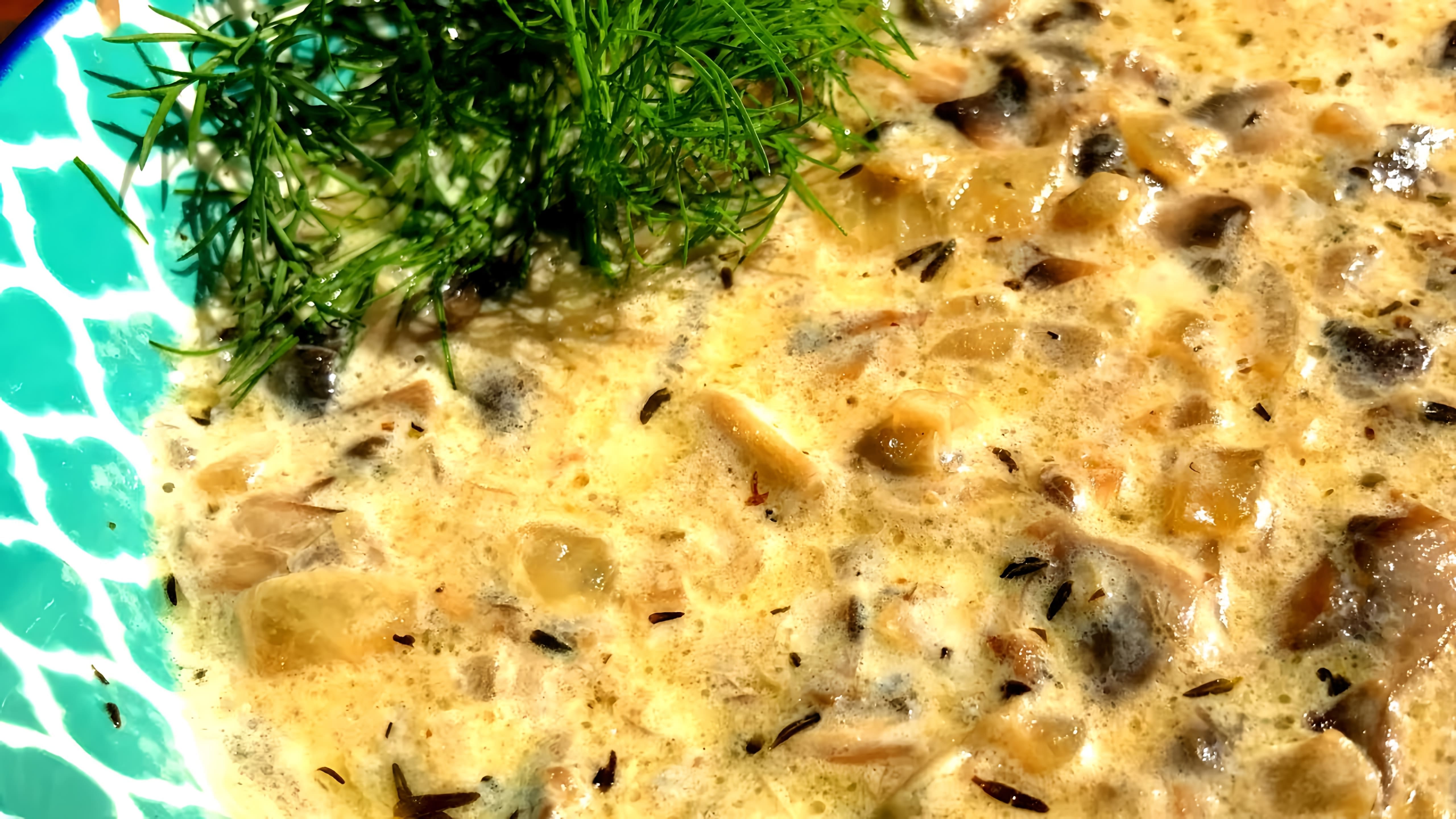 В этом видео демонстрируется процесс приготовления грибного соуса из шампиньонов