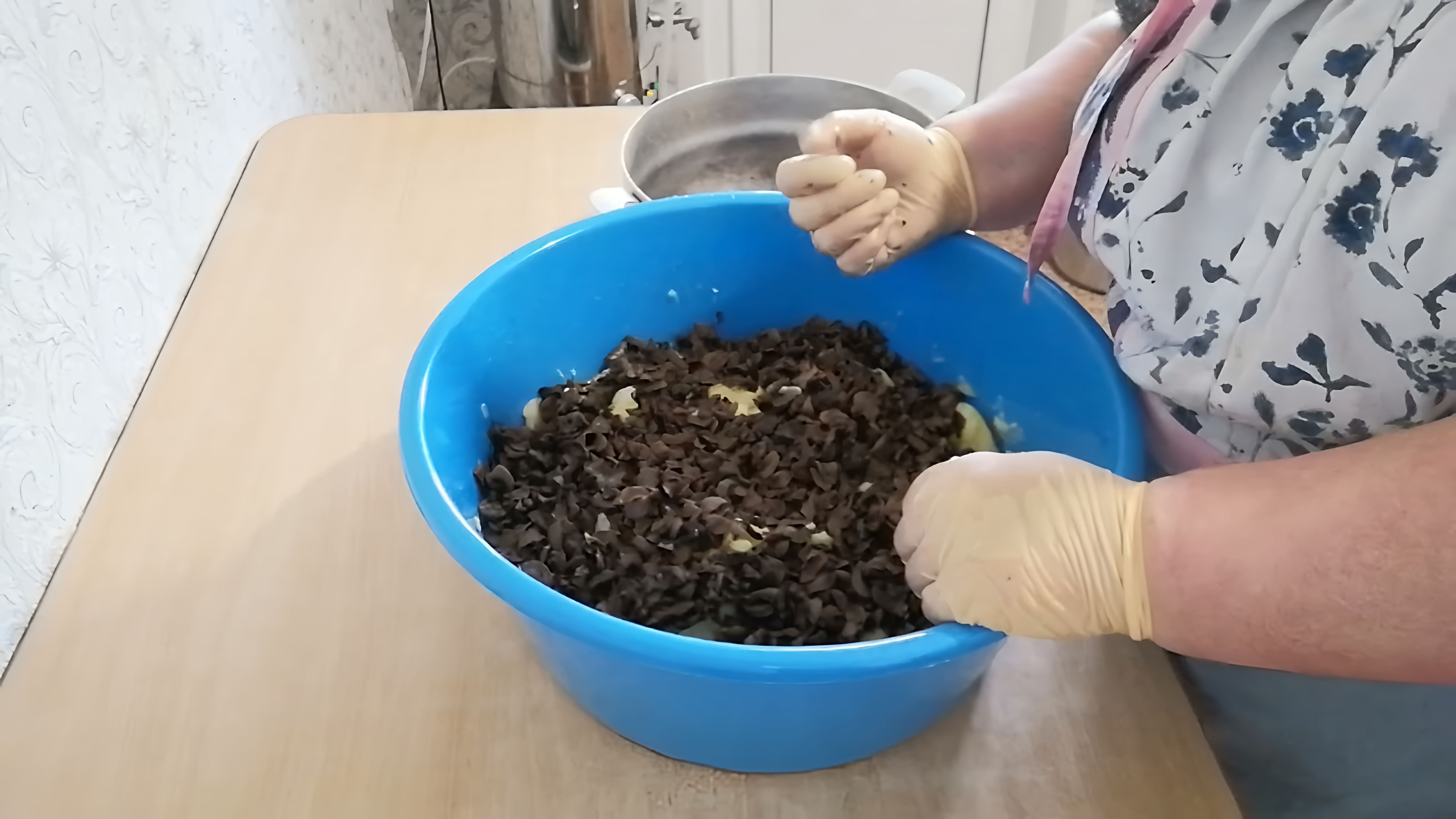 В этом видео девушка показывает, как приготовить начинку для вареников из картофеля с грибами