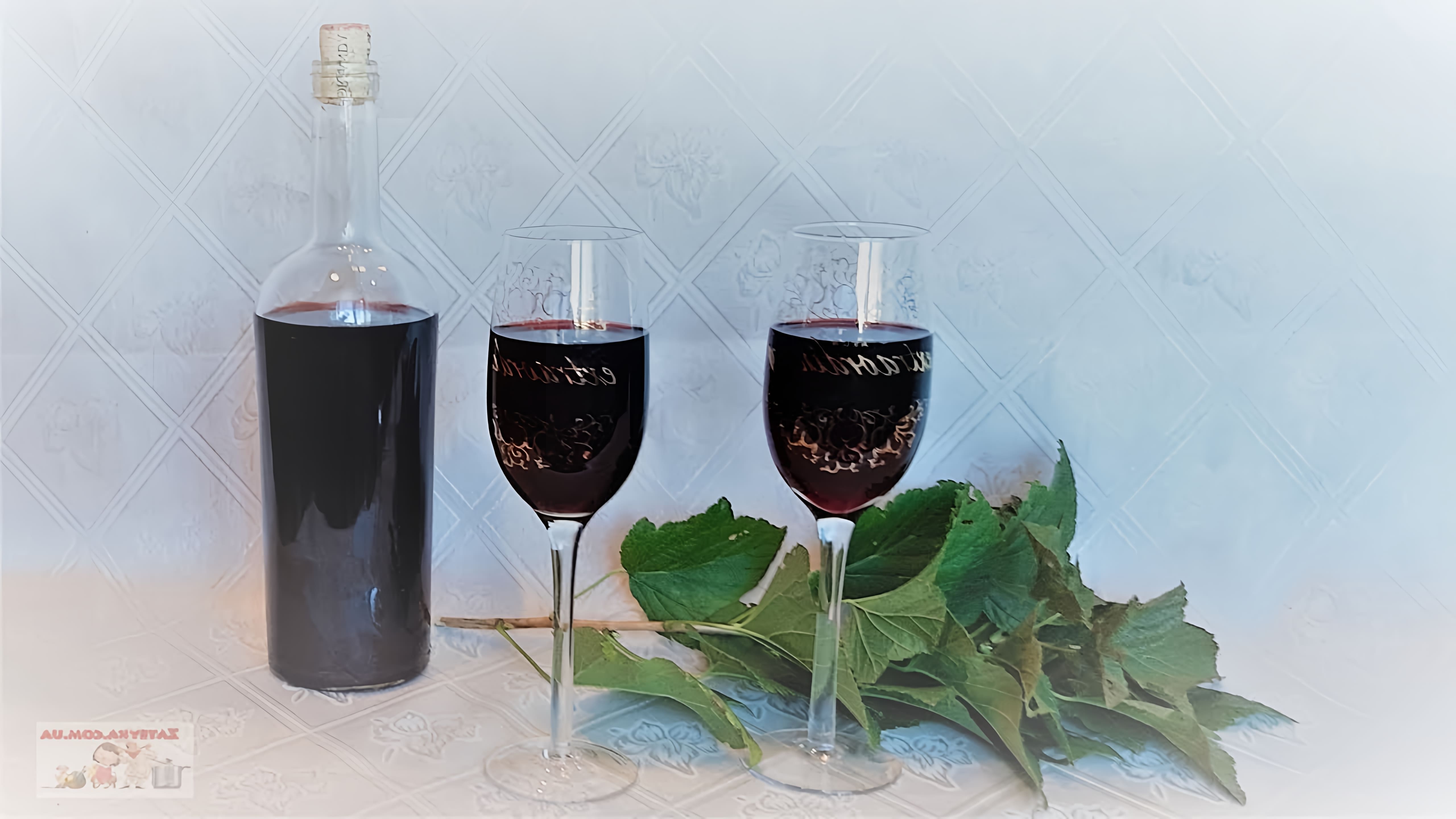 В этом видео демонстрируется процесс приготовления домашнего вина из черной смородины