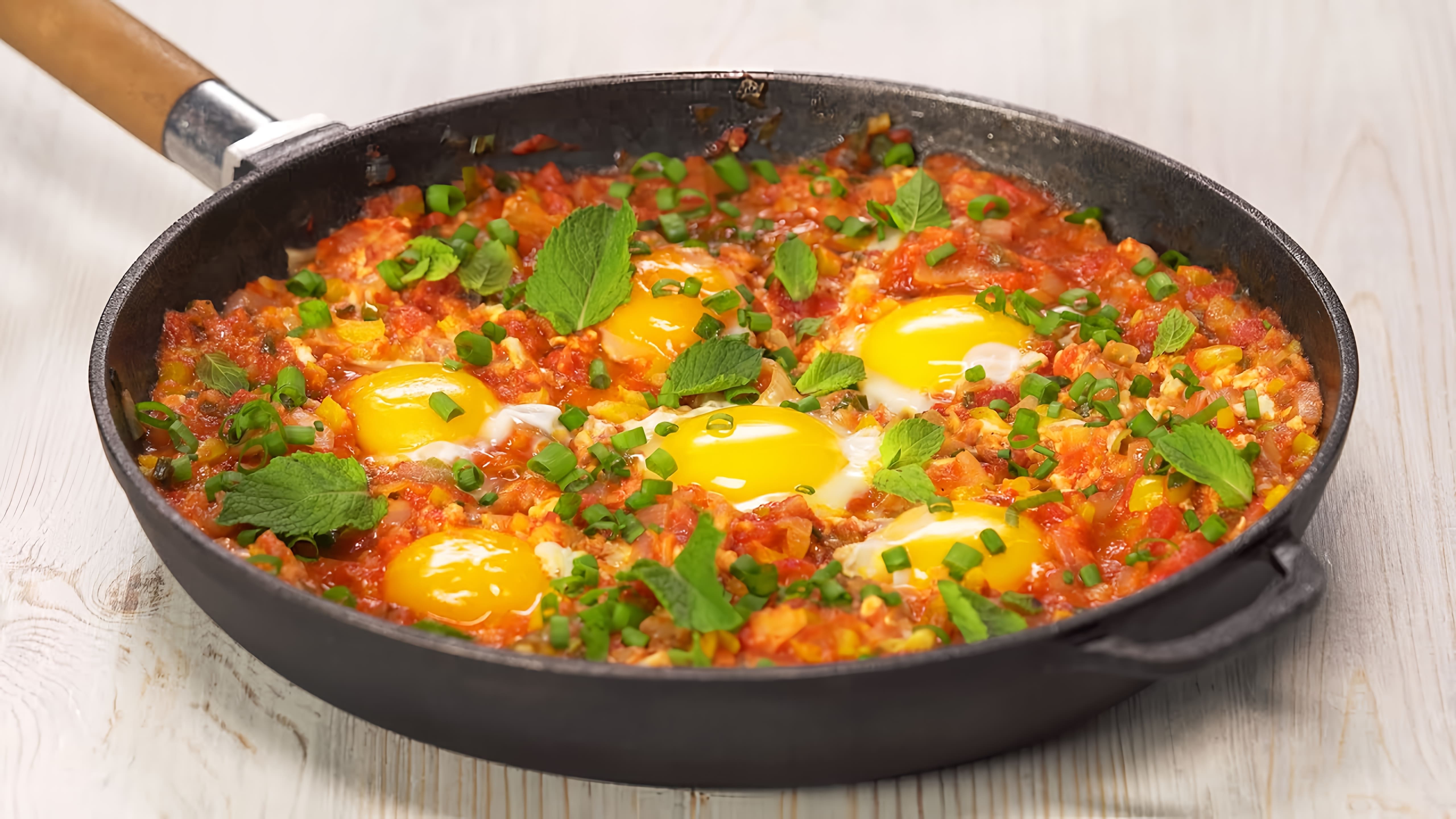 В этом видео демонстрируется рецепт приготовления турецкой яичницы с овощами