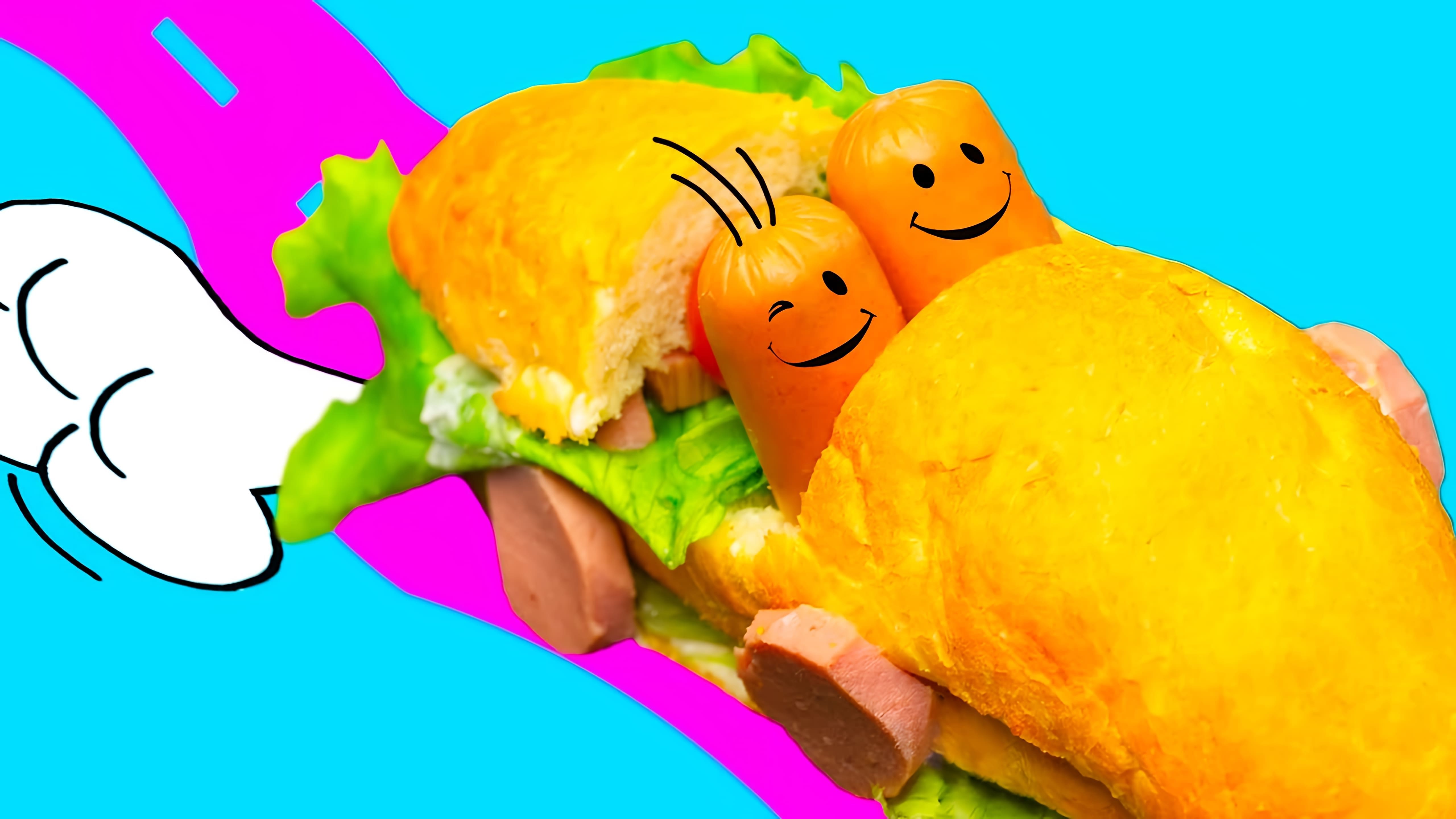 В этом видео автор показывает, как сделать пять необычных бутербродов, вдохновленных различными темами и персонажами