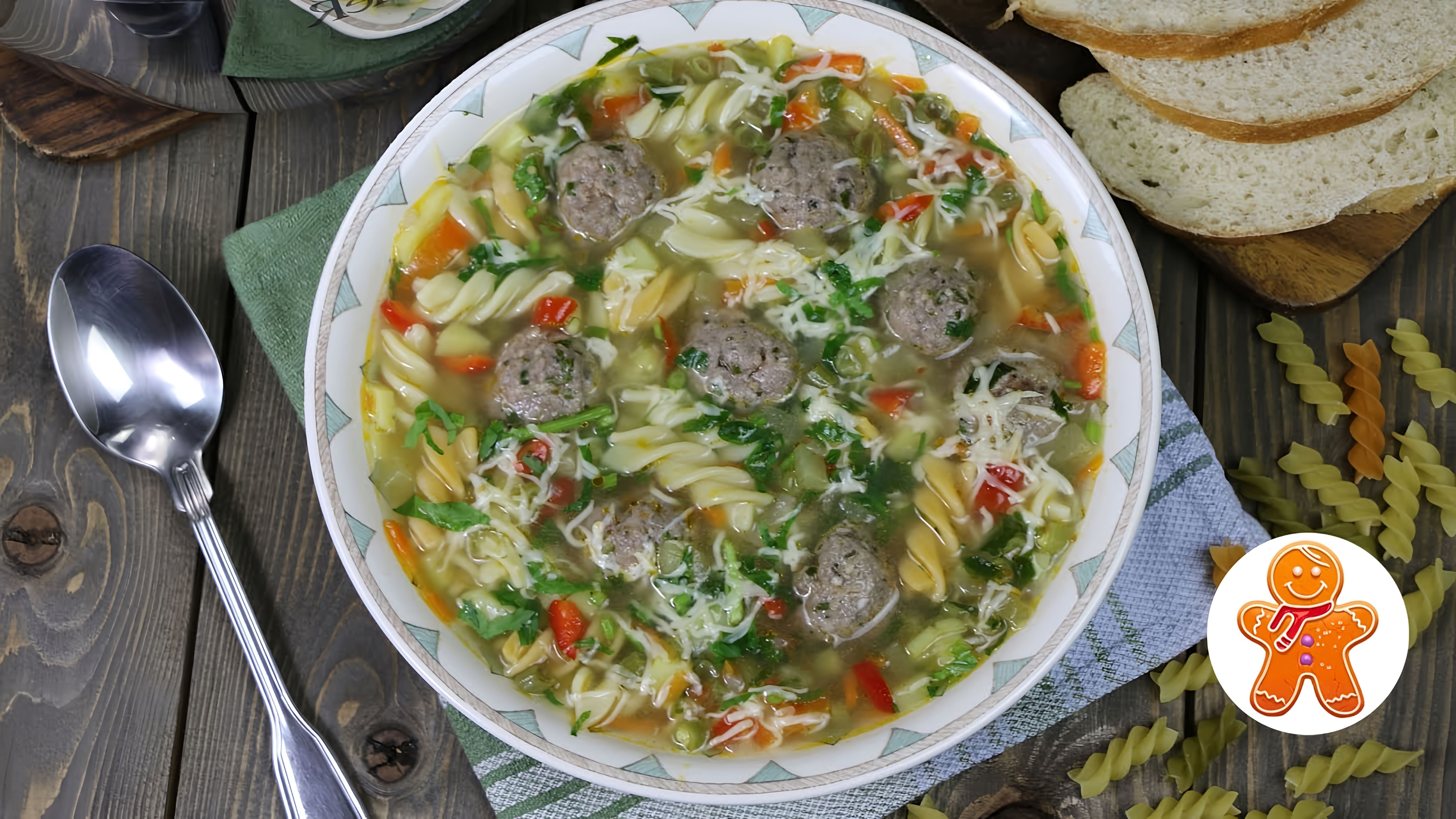В этом видео демонстрируется процесс приготовления супа с фрикадельками по-итальянски