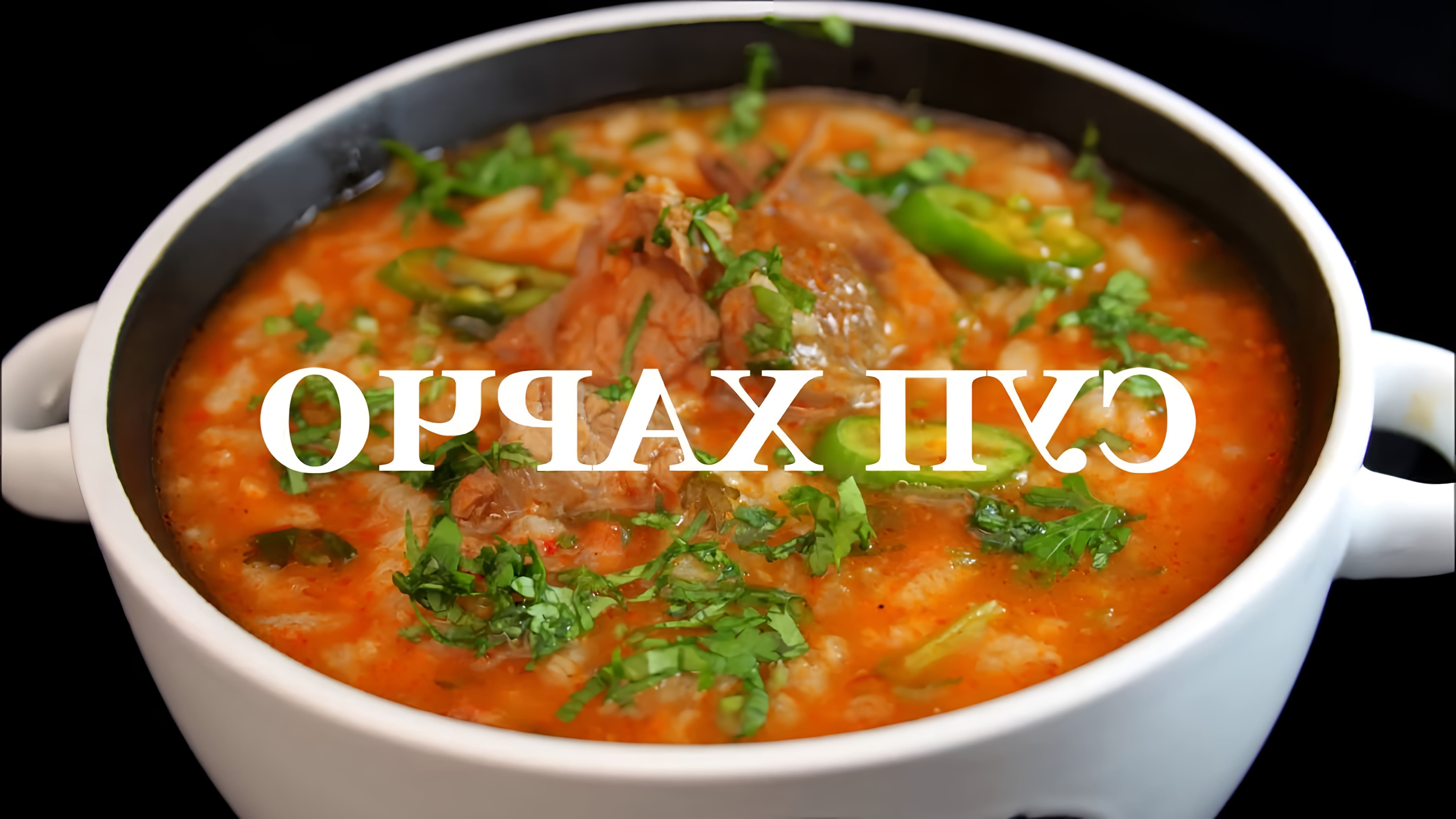 В этом видео демонстрируется процесс приготовления классического грузинского супа харчо