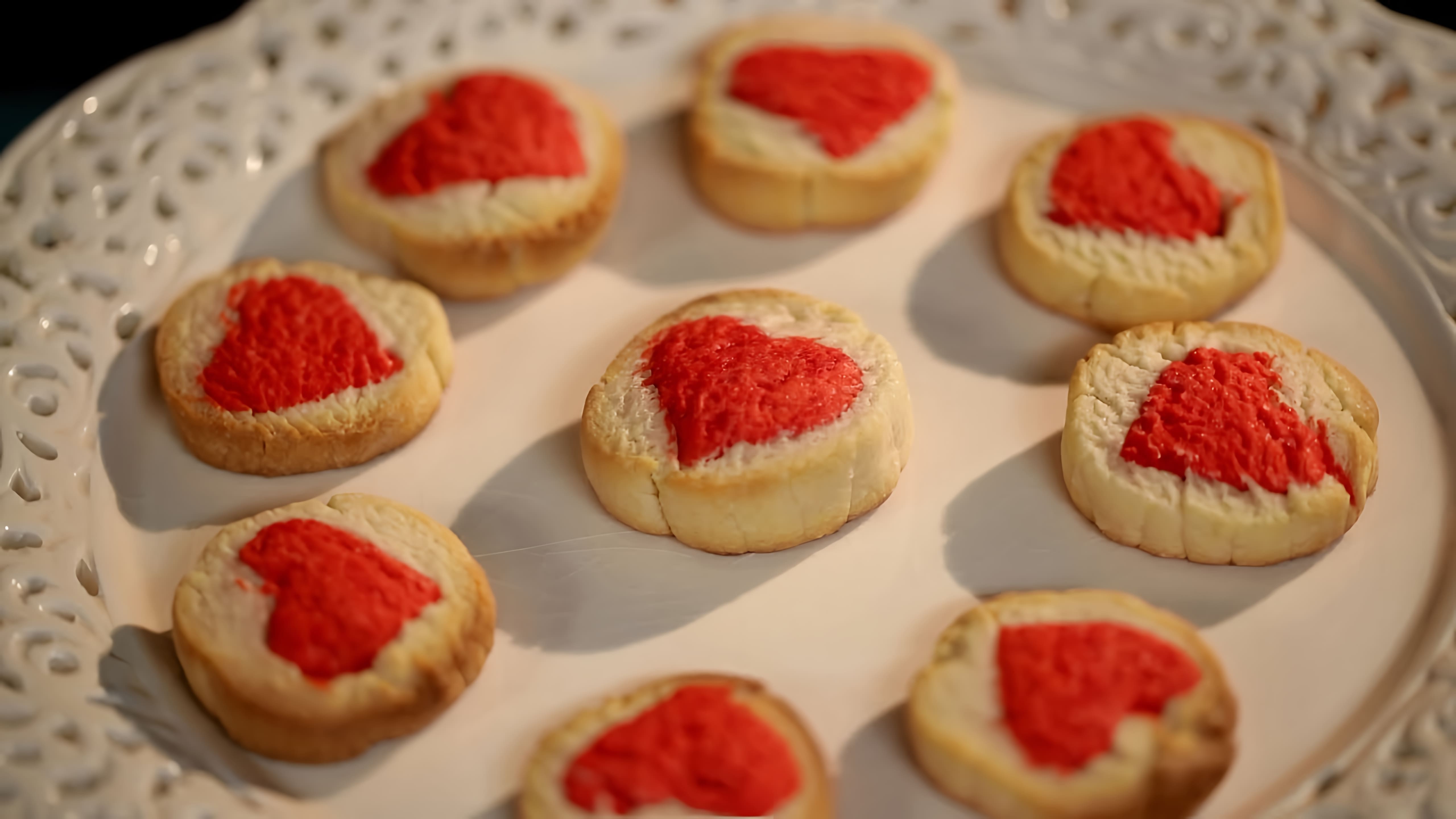 В этом видео демонстрируется рецепт приготовления печенья с сердцем на День святого Валентина