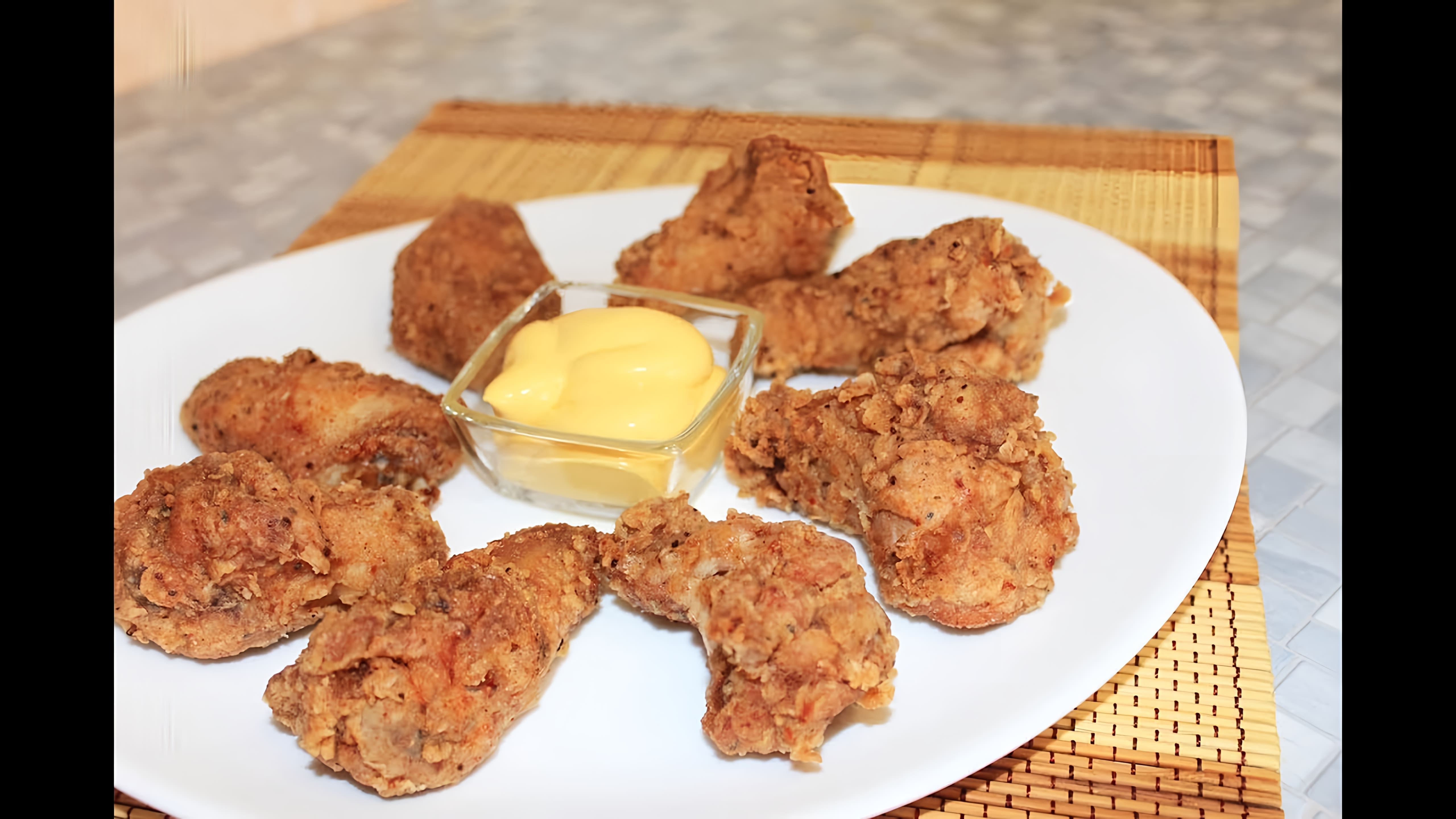 В этом видео демонстрируется рецепт приготовления острых крылышек KFC в домашних условиях