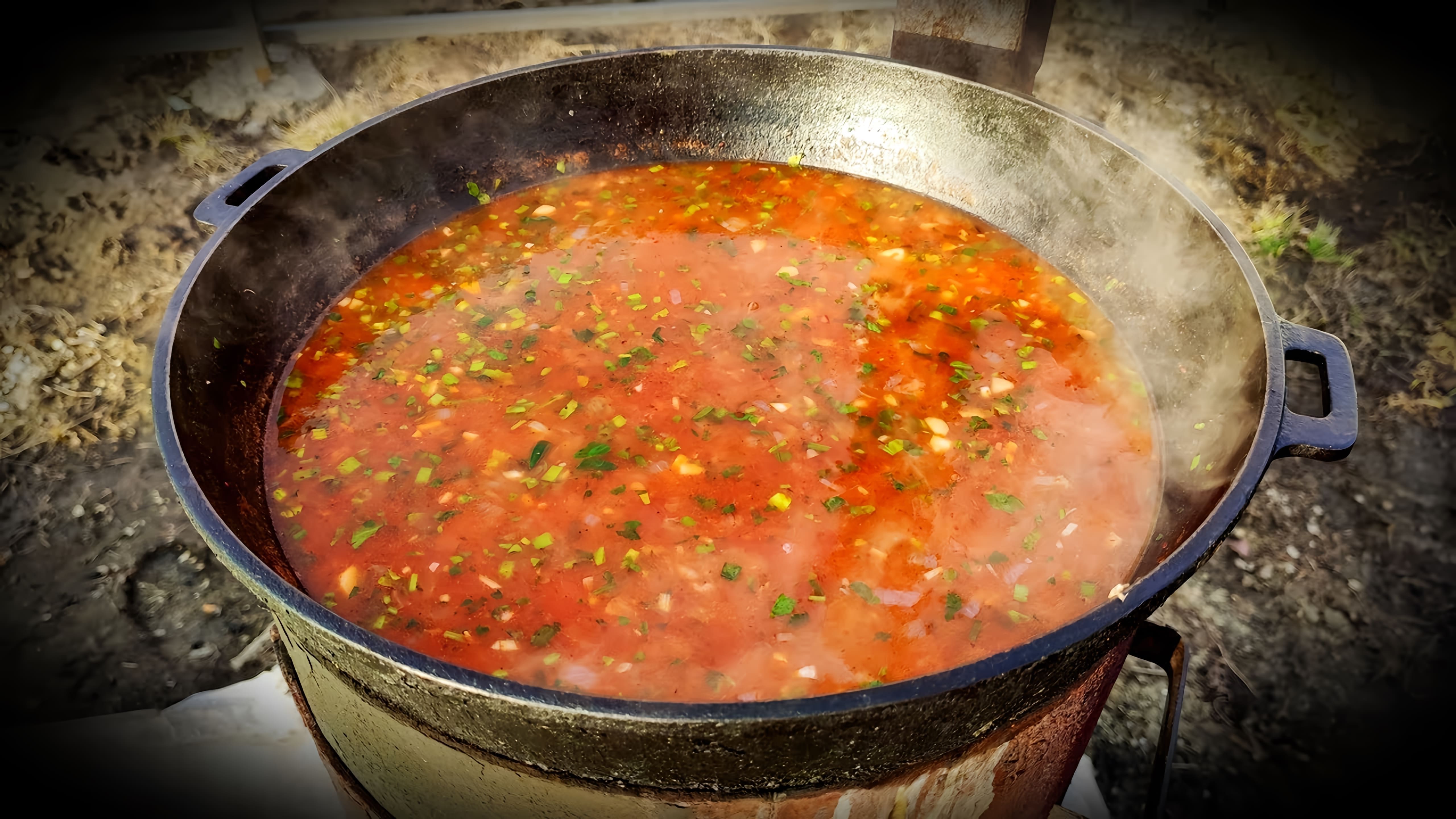 В этом видео демонстрируется процесс приготовления супа харчо по грузинскому рецепту