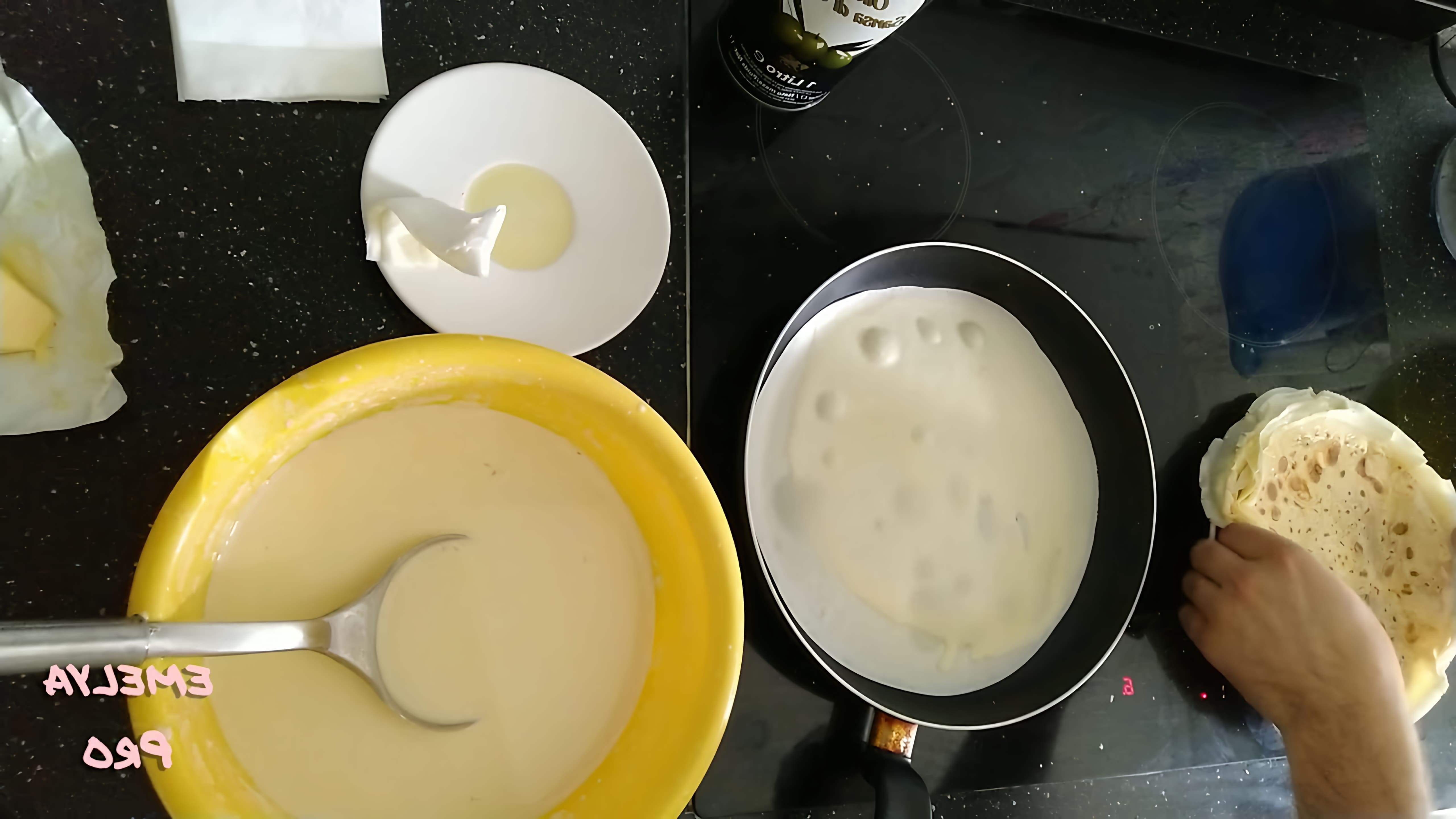 В этом видео-ролике демонстрируется процесс приготовления тоненьких блинов из 1 литра молока