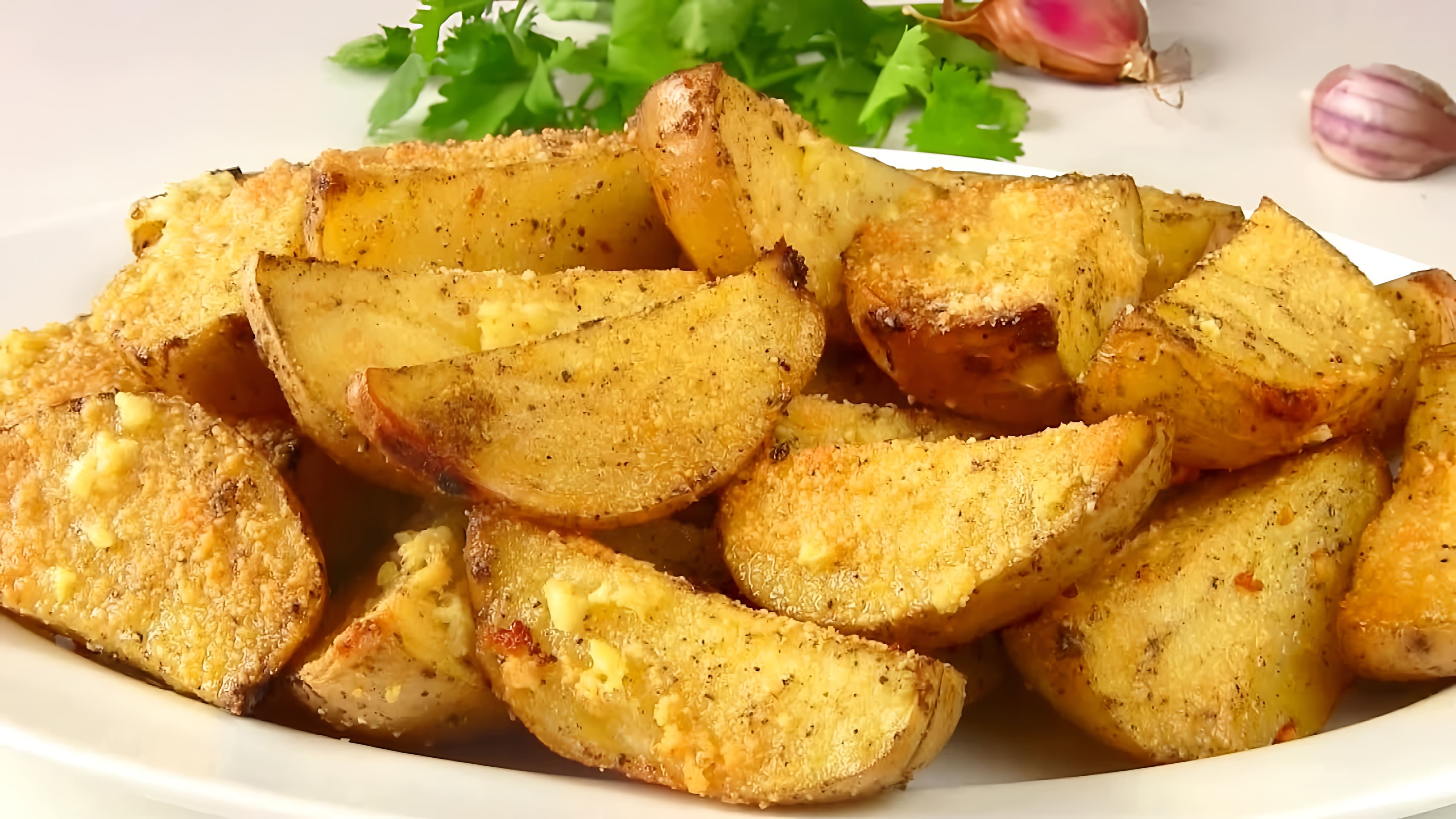 В этом видео демонстрируется простой и быстрый рецепт приготовления картофеля дольками в духовке