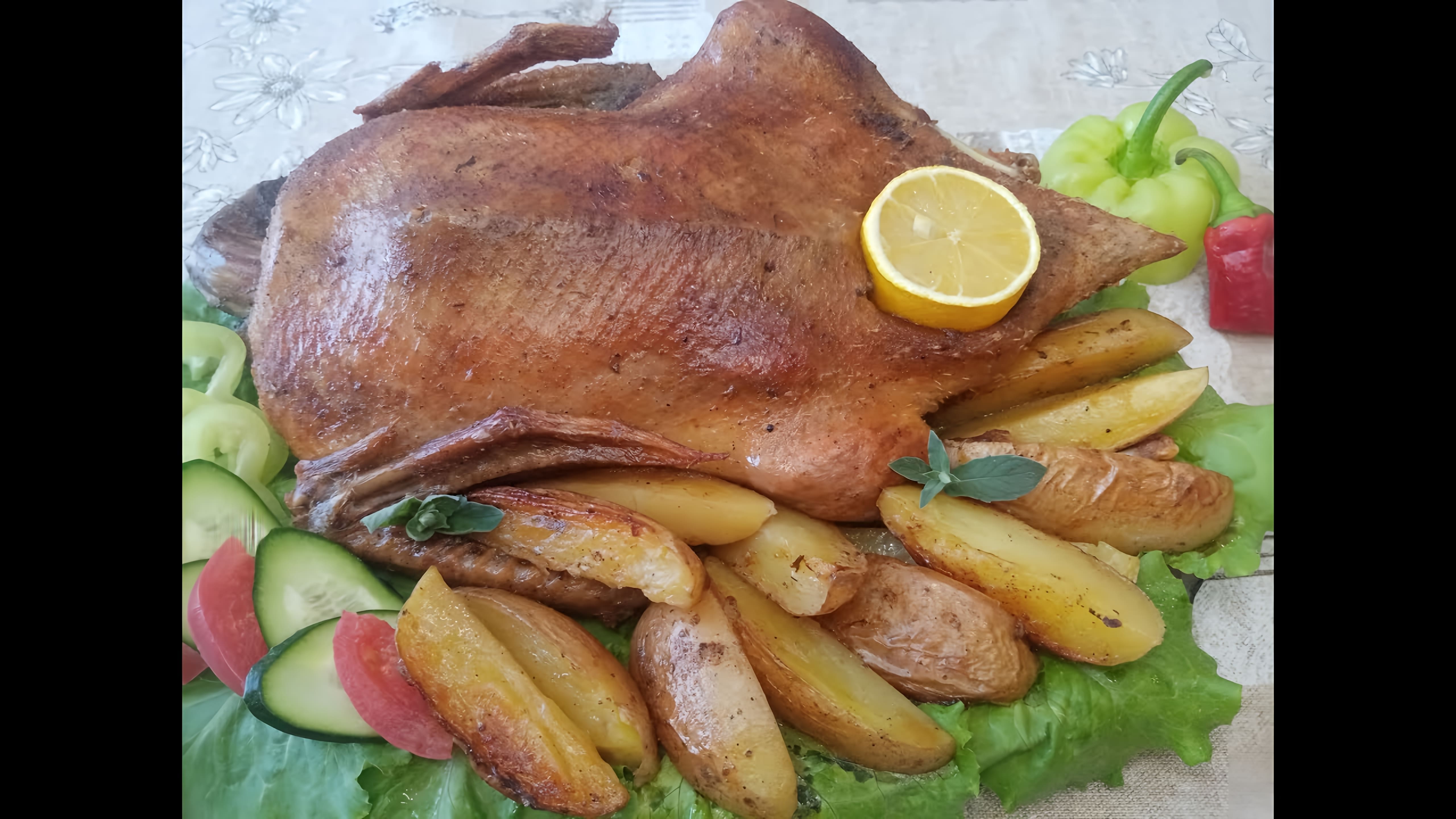 В этом видео демонстрируется рецепт приготовления утки, запеченной в духовке с картофелем