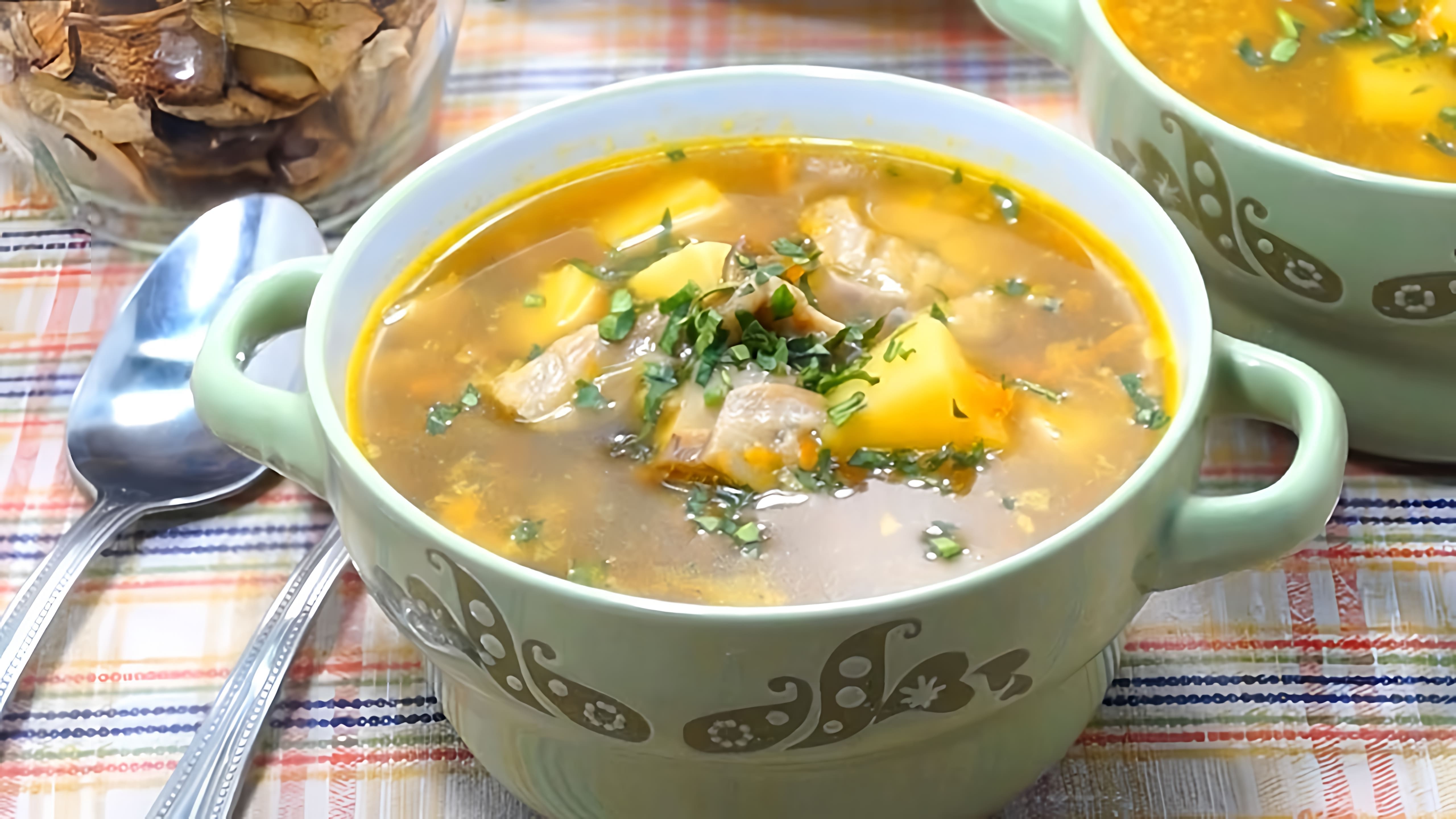 В данном видео демонстрируется процесс приготовления вкусного и насыщенного супа из сушеных белых грибов