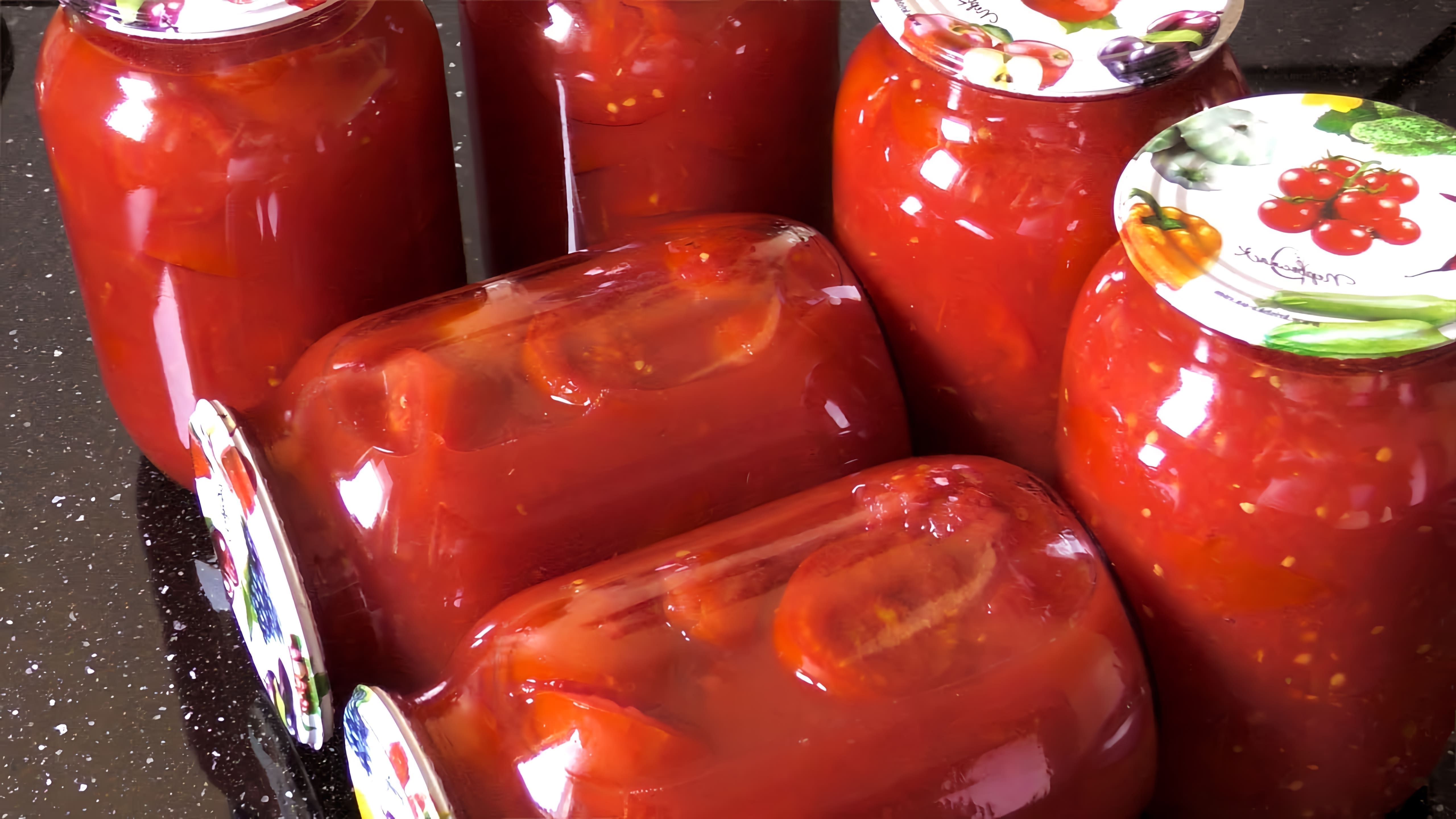 В этом видео демонстрируется простой и быстрый рецепт заготовки помидоров на зиму в собственном соку