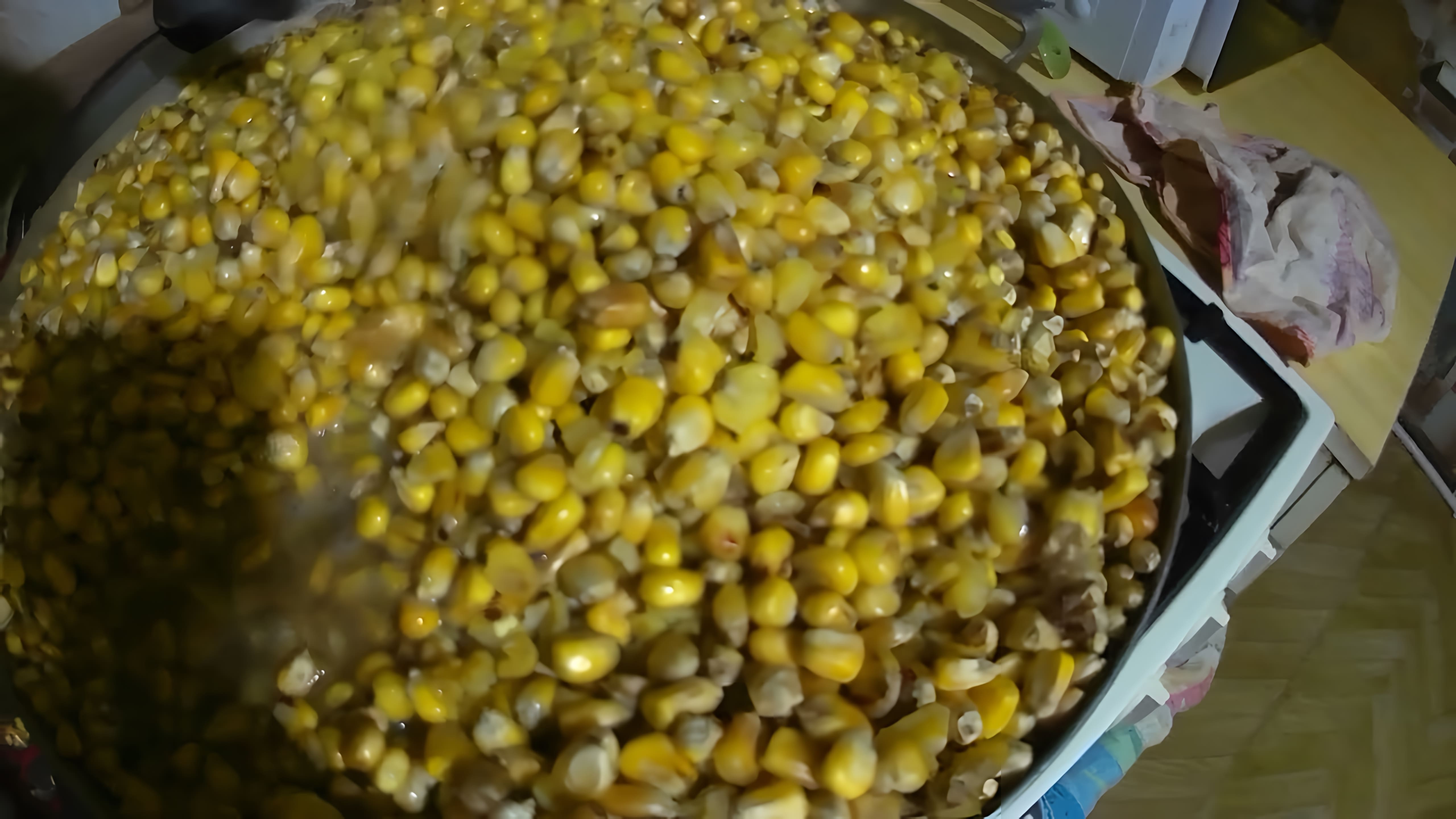 В данном видео демонстрируется процесс приготовления "пьяной" кукурузы для ловли сазана и амура