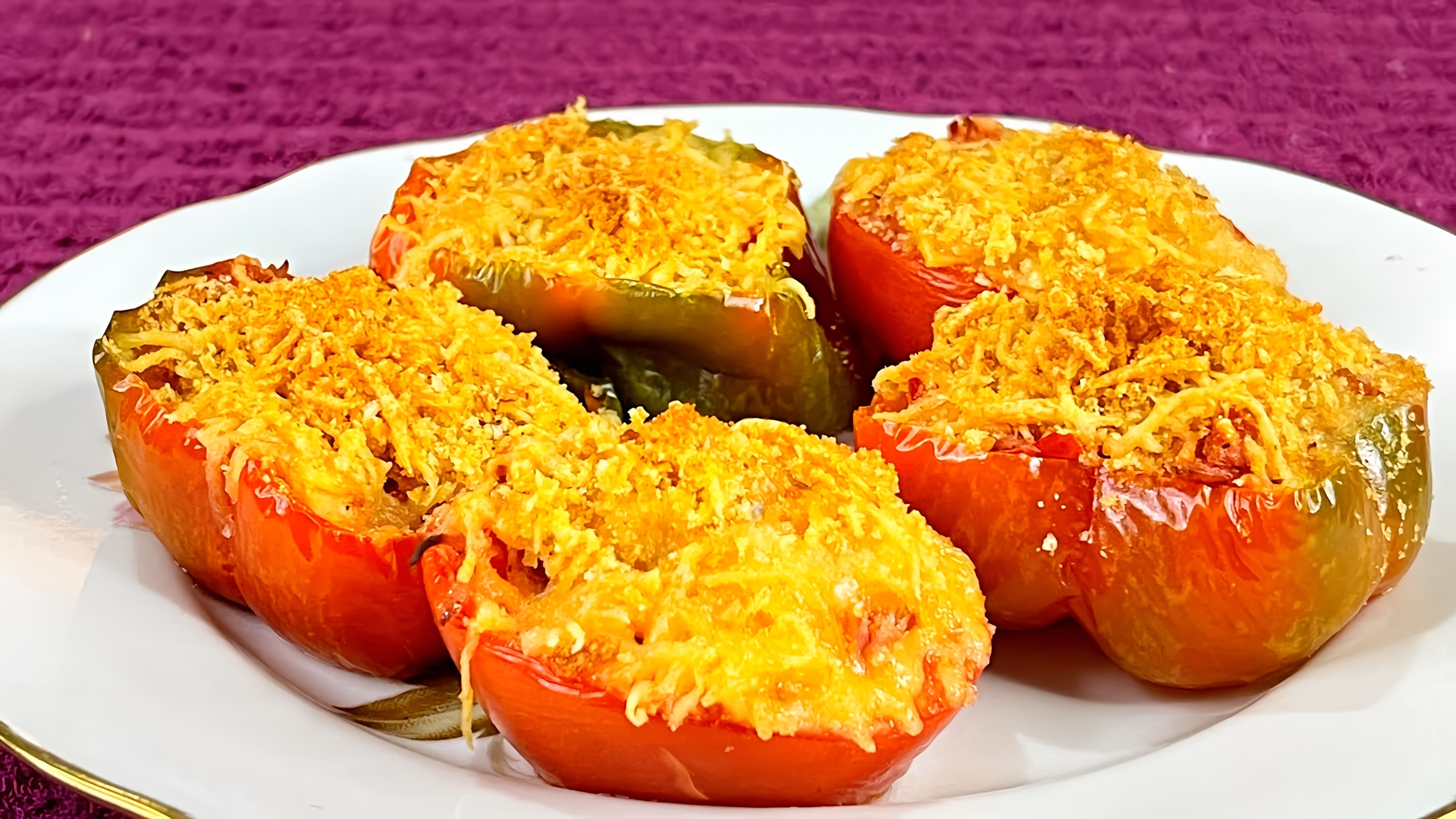 В этом видео показан рецепт запеченных фаршированных помидоров в духовке