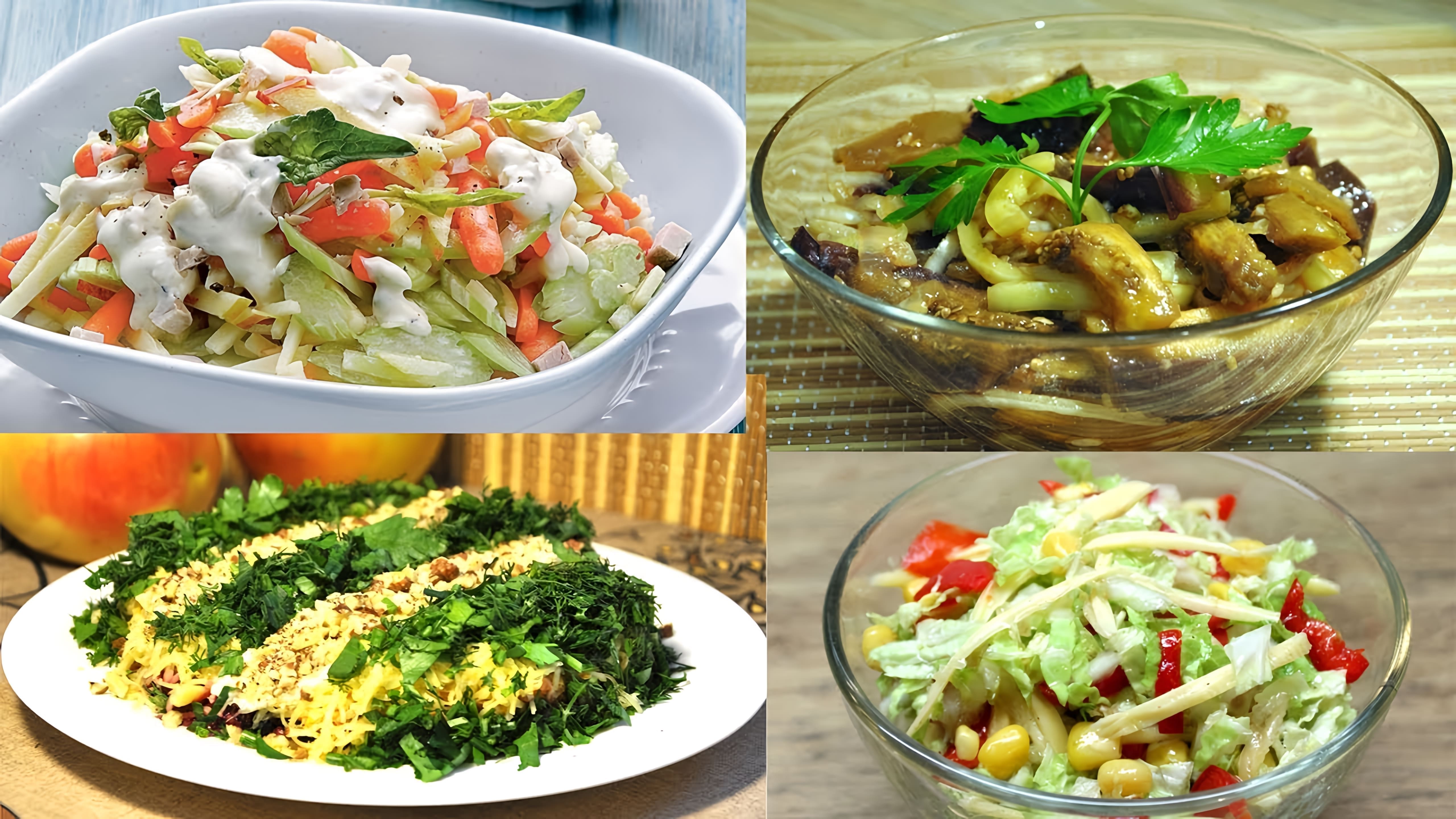 В этом видео-ролике вы увидите пять вкусных и простых вегетарианских салатов, которые можно приготовить в домашних условиях