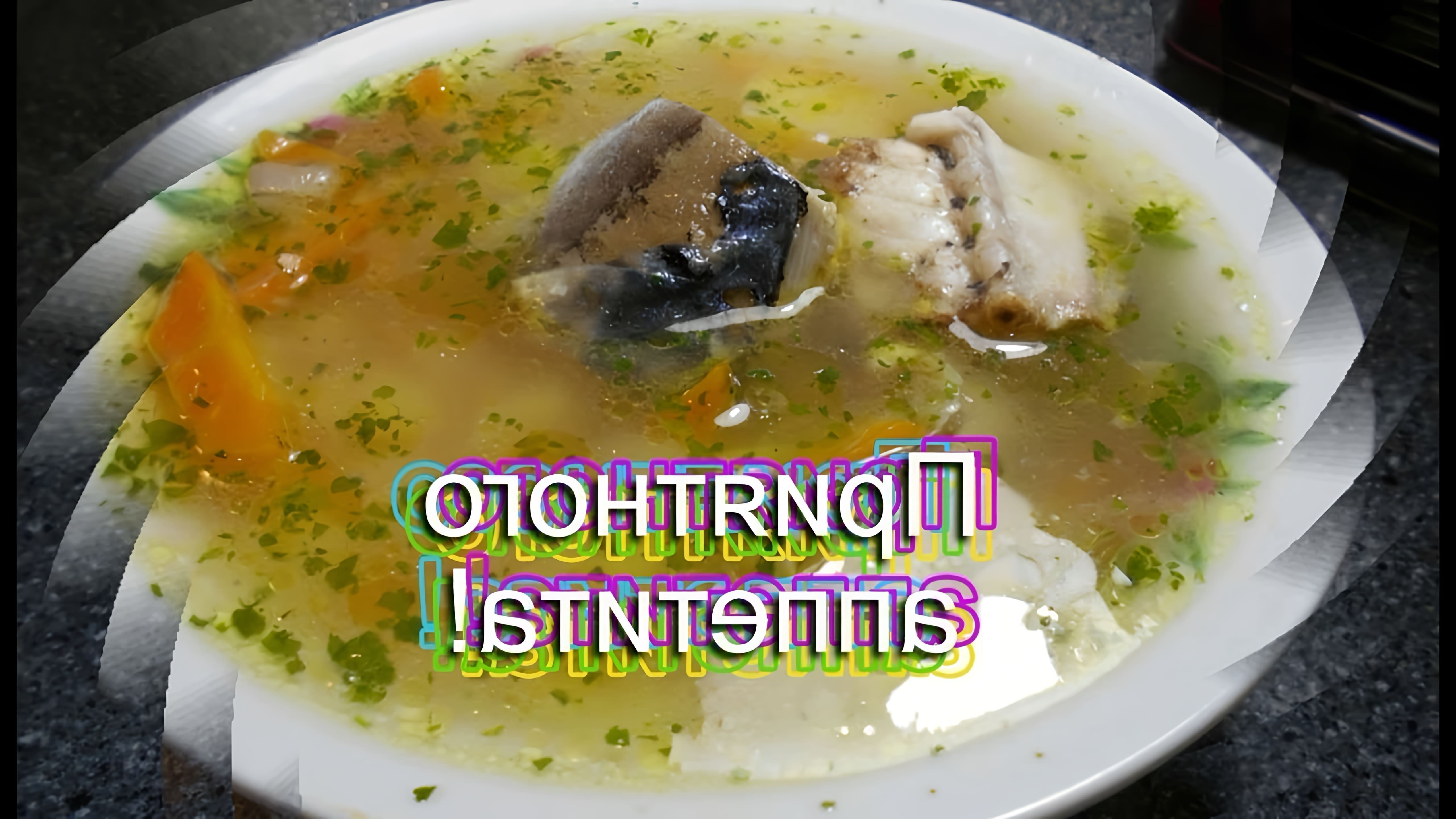 В этом видео демонстрируется процесс приготовления рыбного супа из скумбрии
