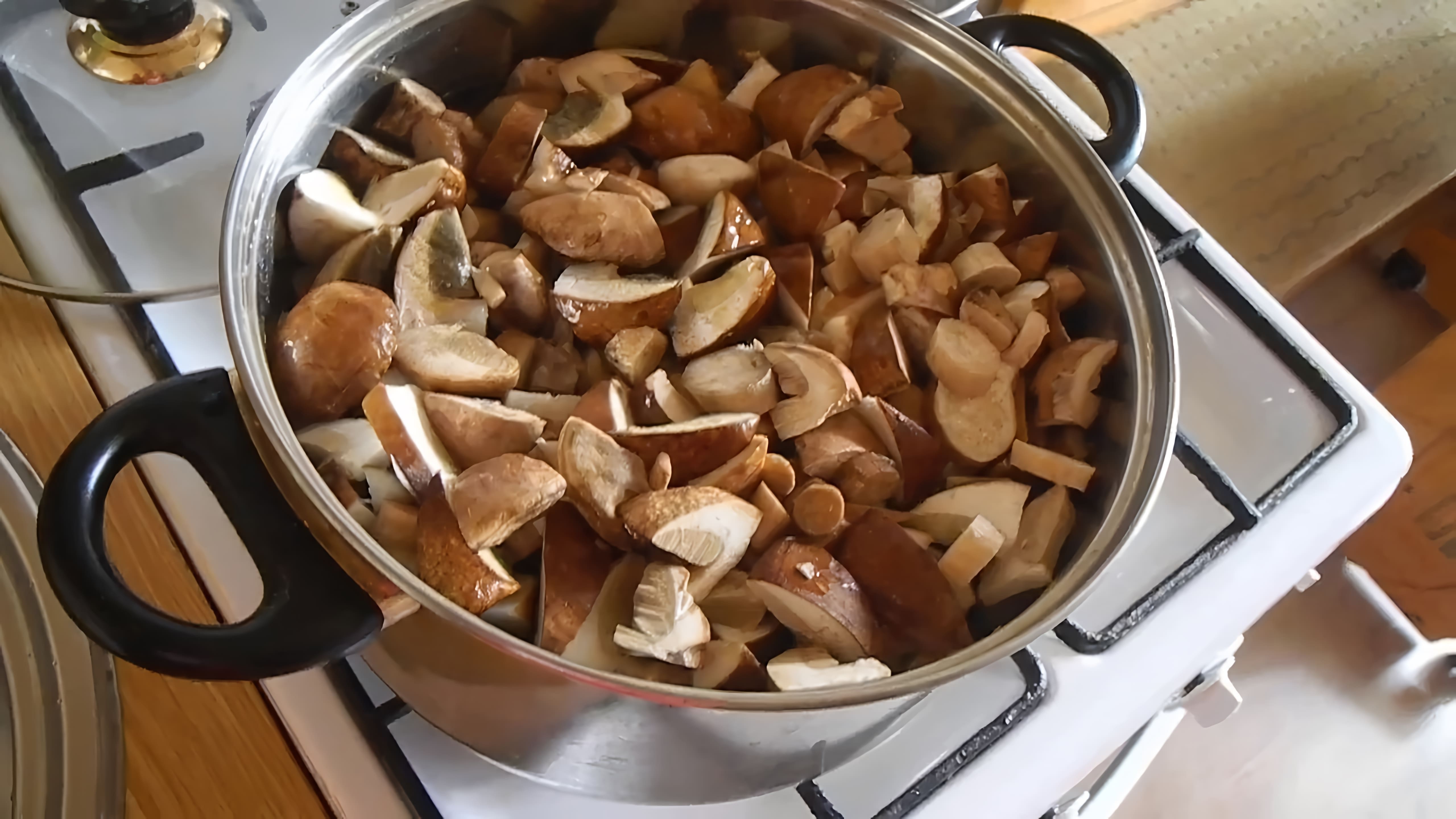 В этом видео демонстрируется процесс приготовления червивых белых грибов