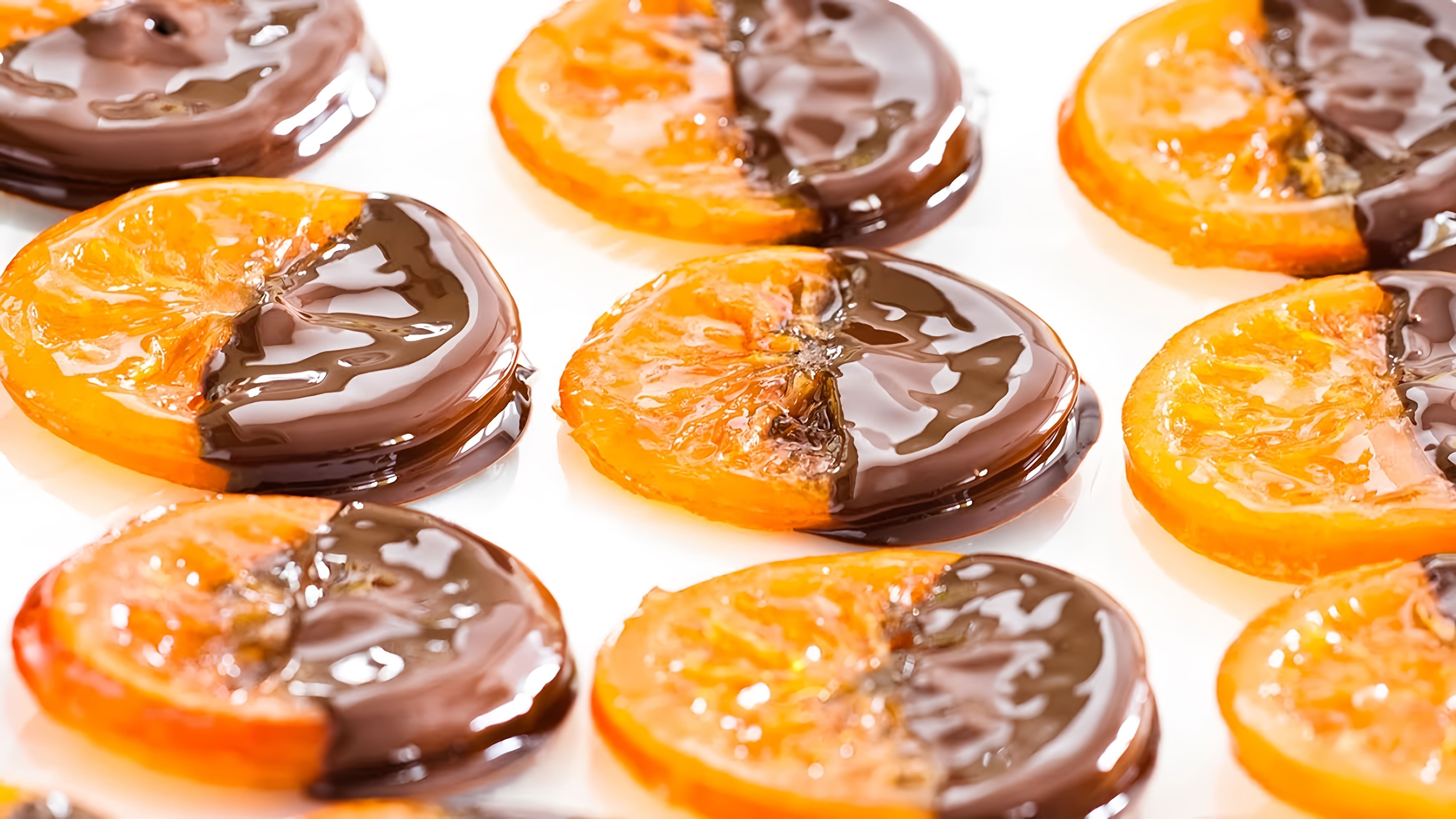 В этом видео демонстрируется рецепт приготовления десерта "Карамелизированные апельсины в шоколаде"