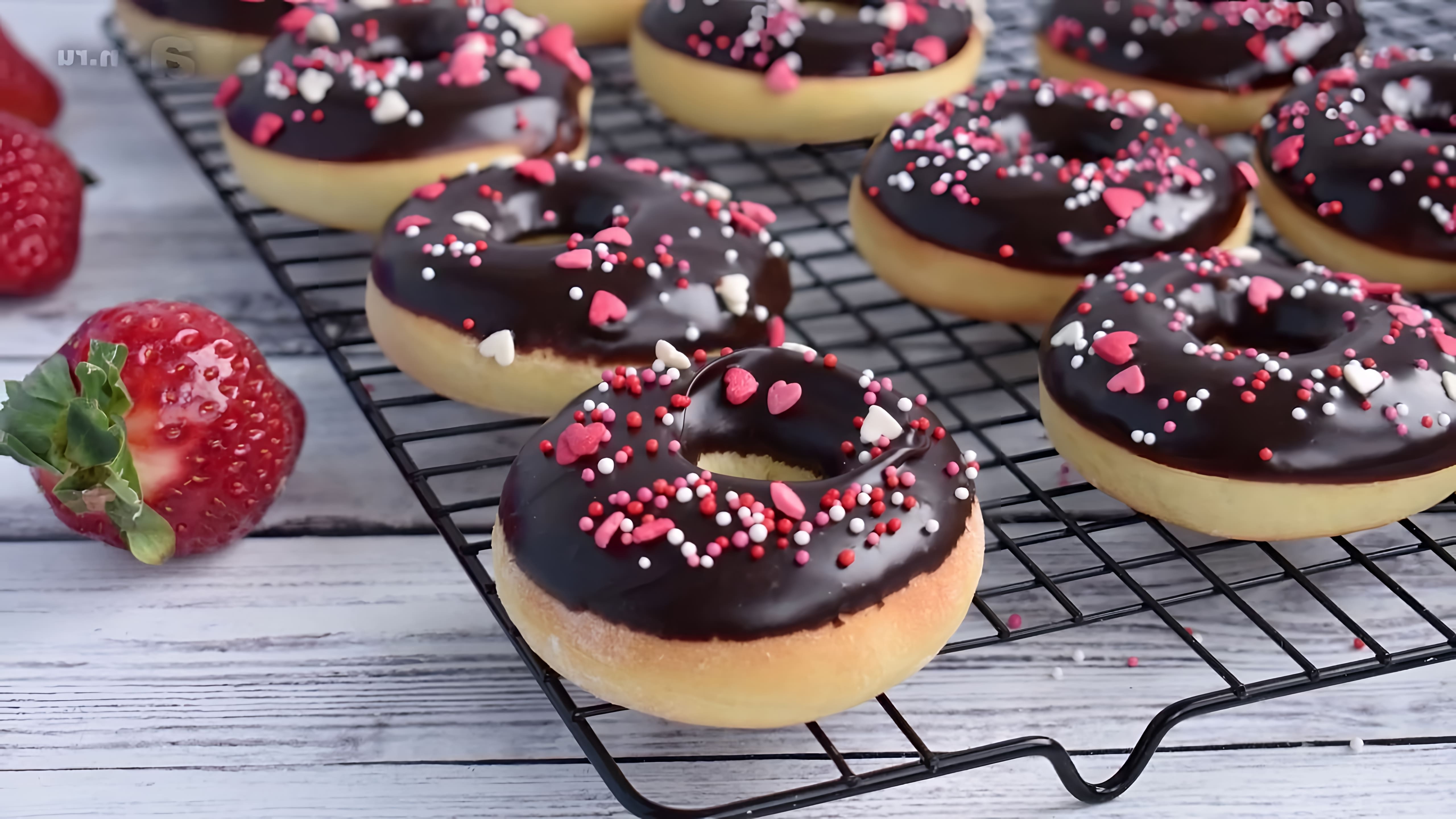 В этом видео демонстрируется процесс приготовления пончиков "Донатс" в духовке