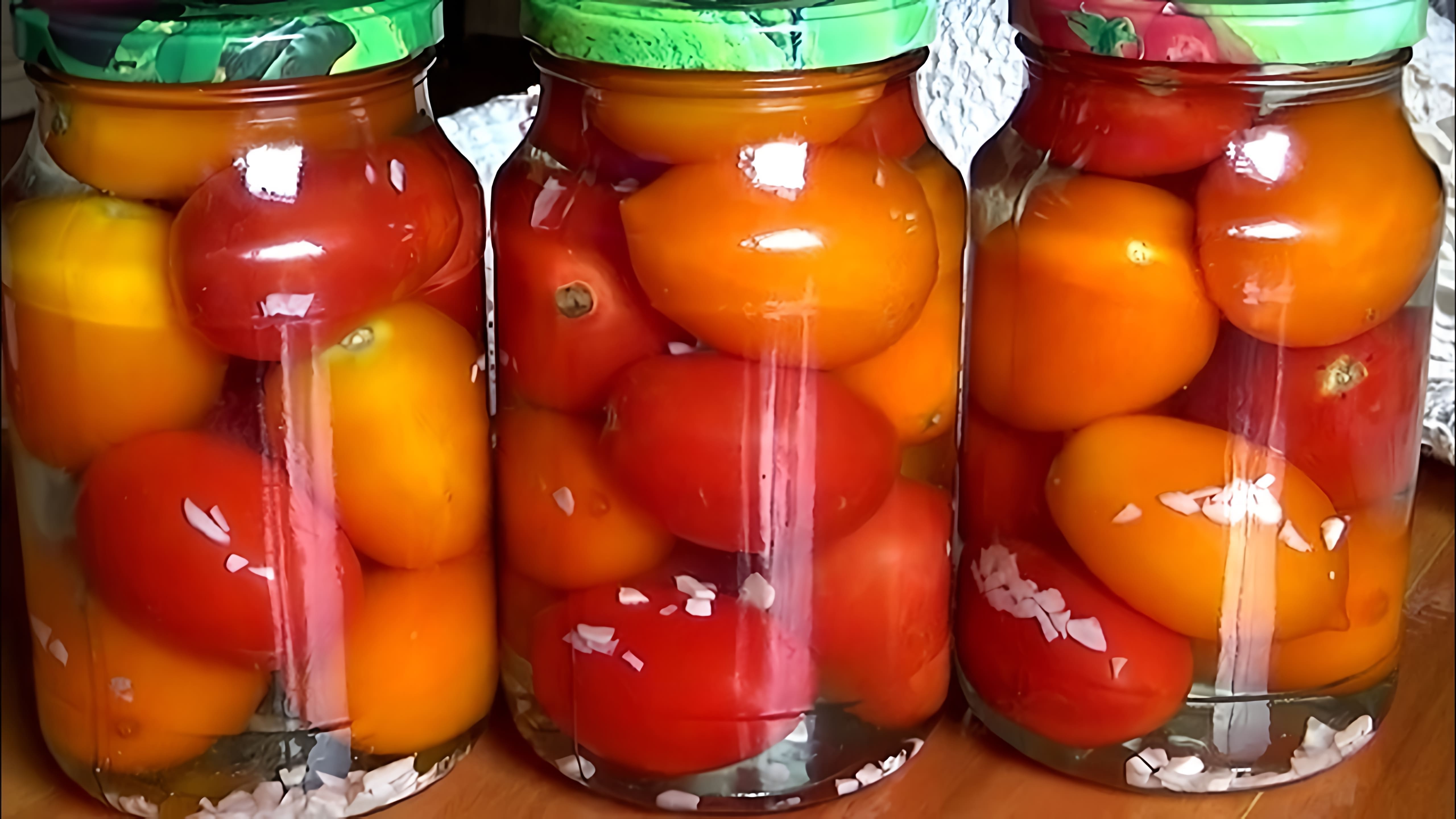 В этом видео-ролике рассказывается о том, как быстро и легко приготовить вкусные помидоры на зиму