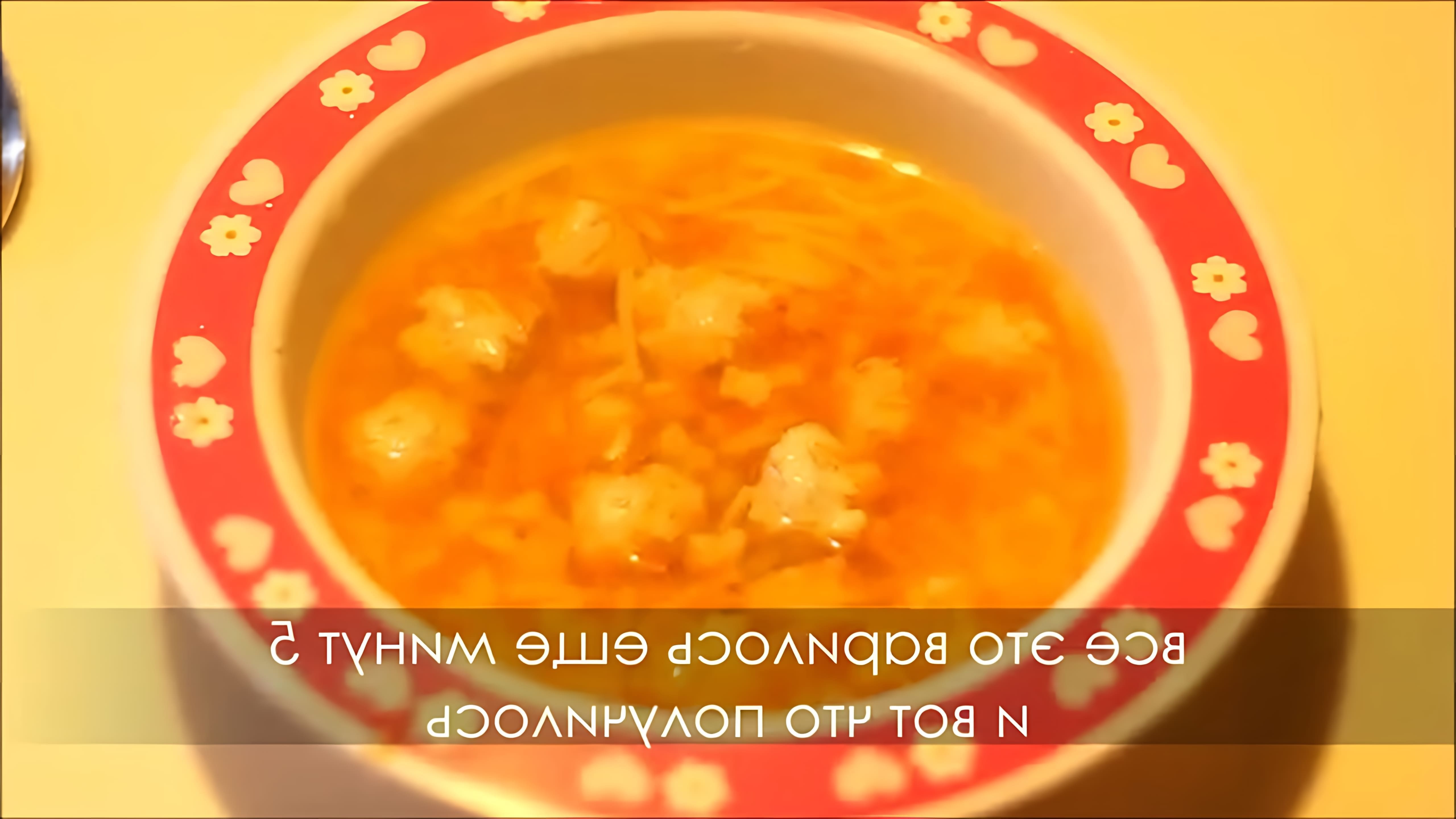В этом видео-ролике мы увидим рецепт детского супа с куриными фрикадельками и лапшой
