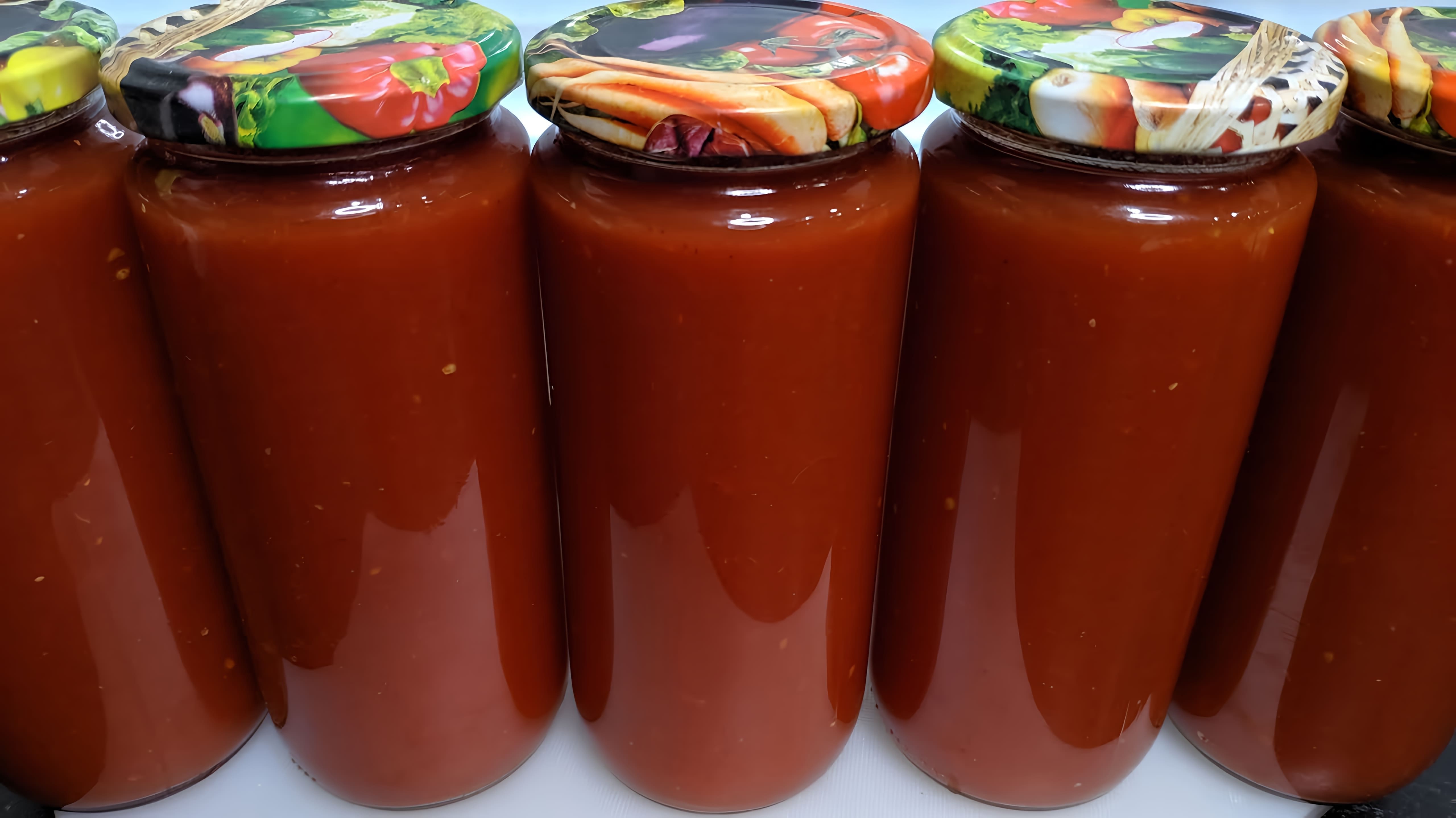 В этом видео демонстрируется простой и быстрый рецепт домашнего кетчупа на зиму