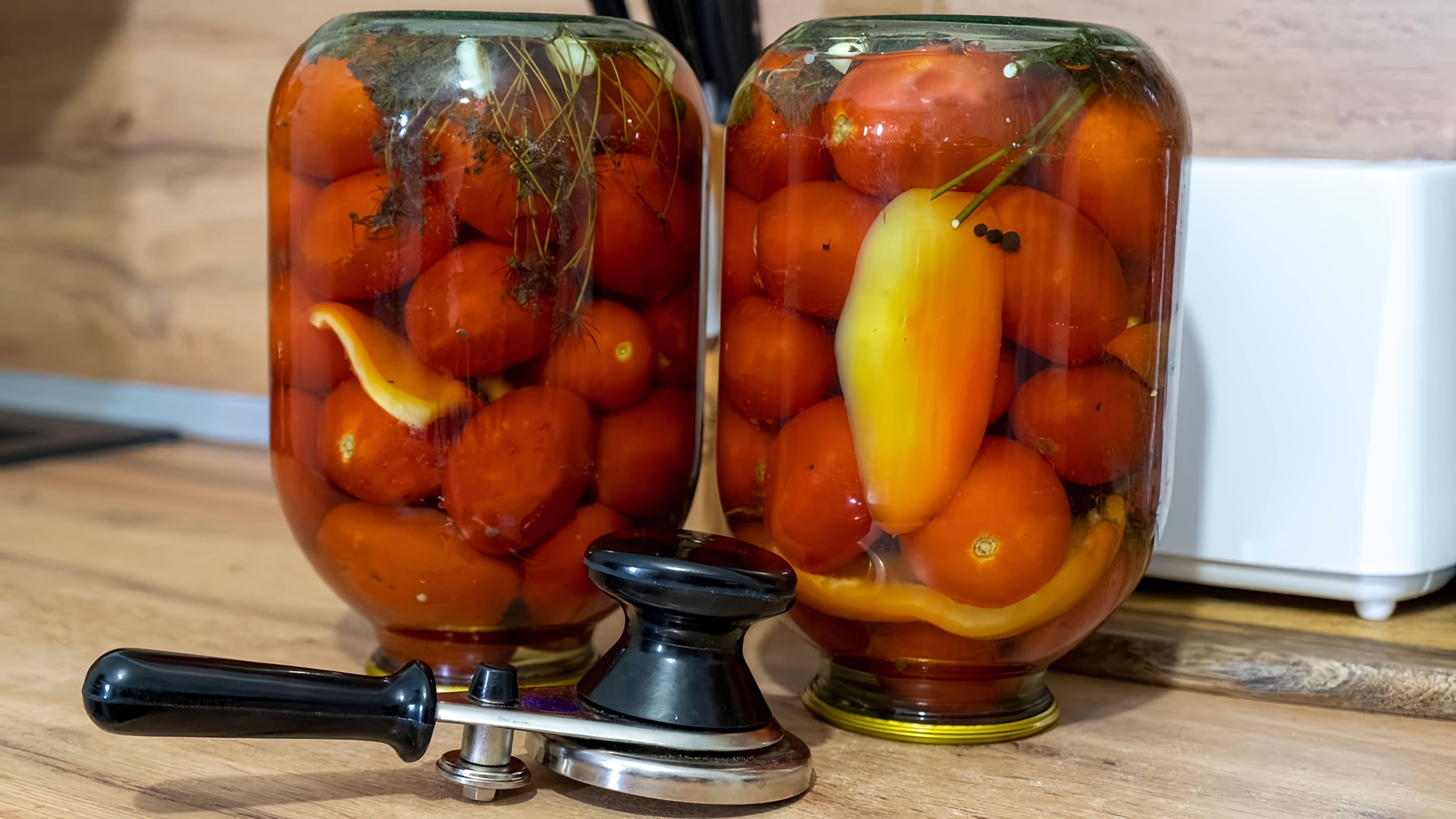 Видео как приготовить маринованные помидоры с болгарскими перцами для зимнего хранения без стерилизации