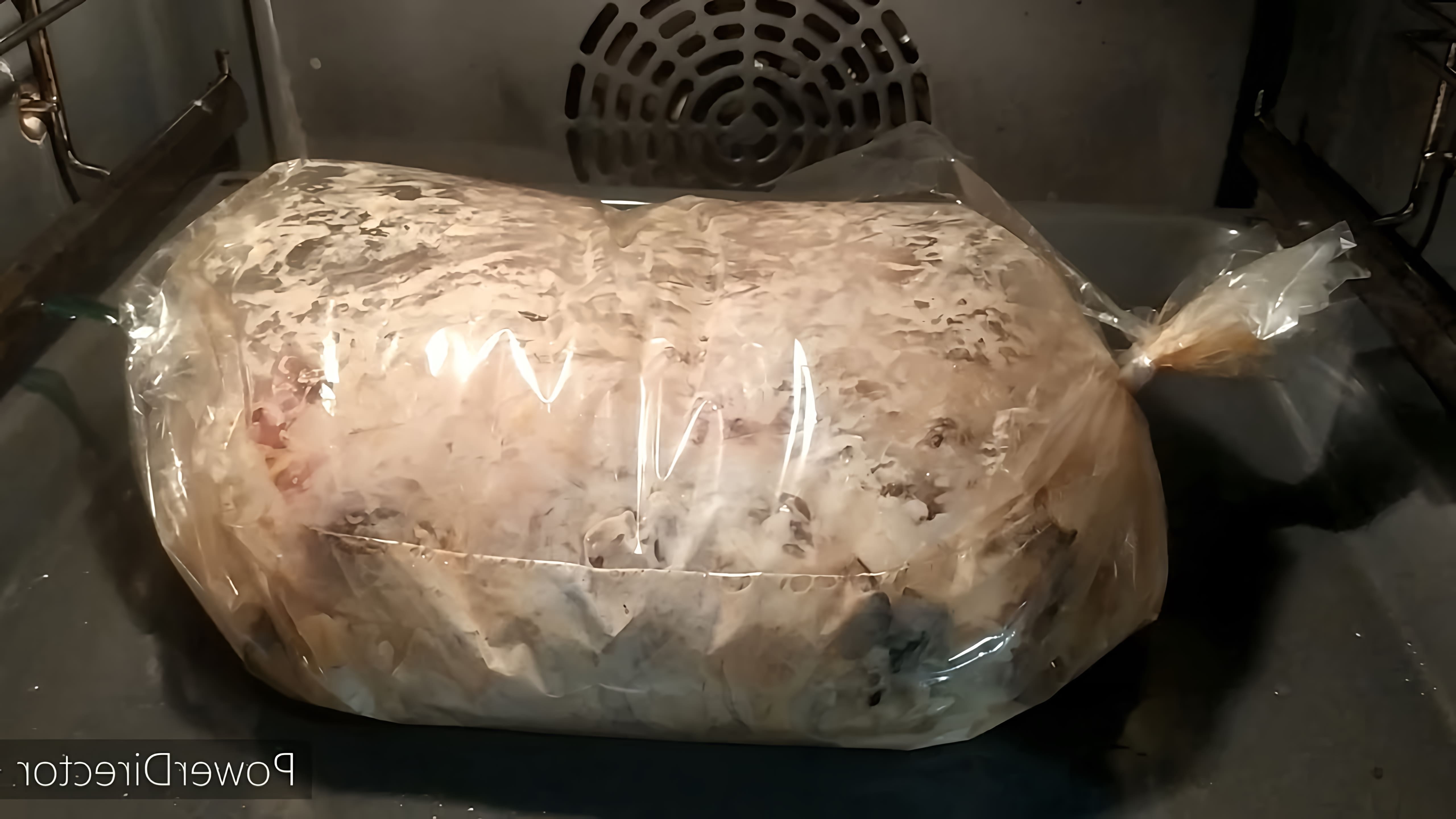 В этом видео демонстрируется процесс приготовления капусты с курицей и грибами, запеченной в духовке в рукаве