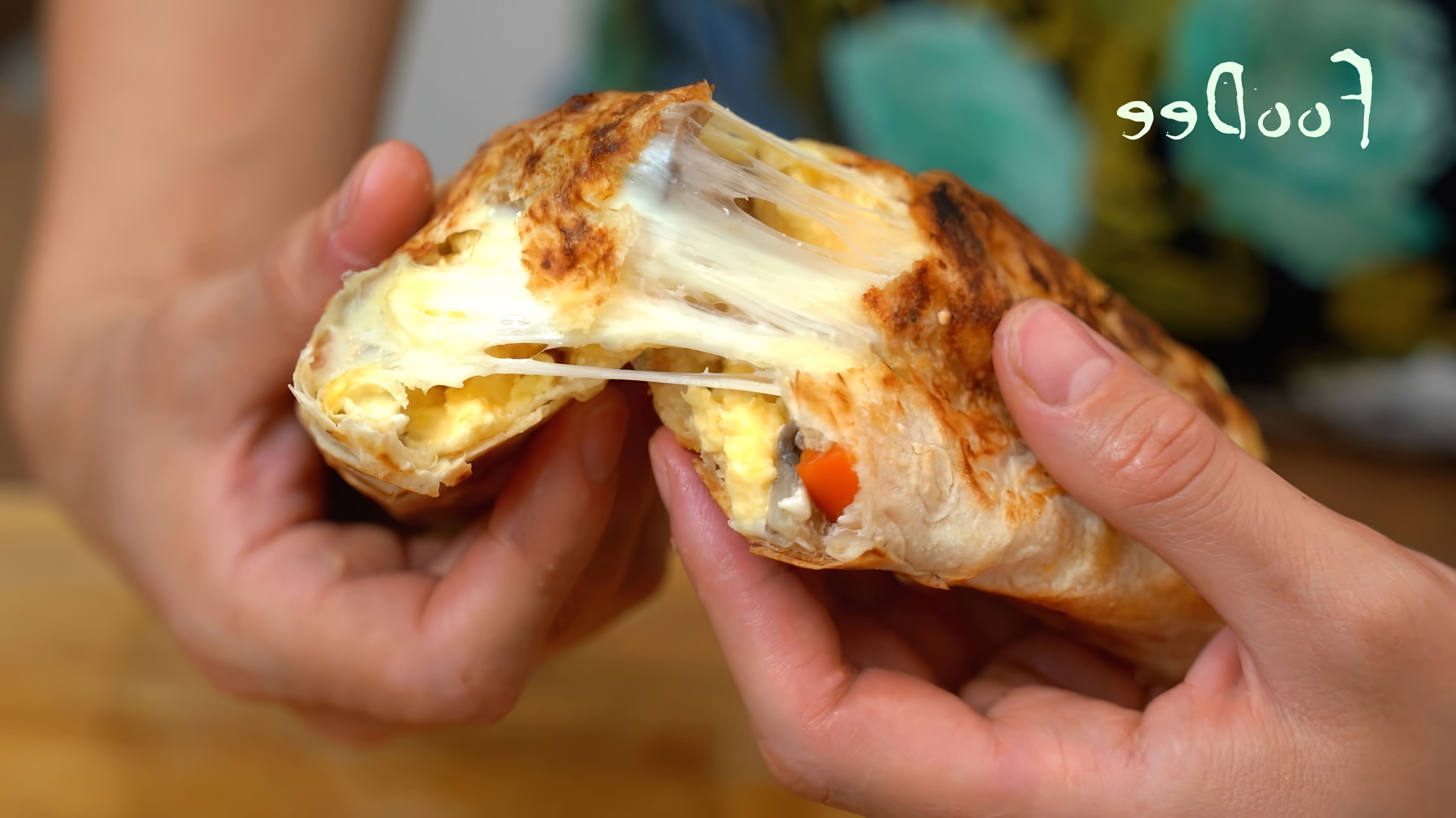 В этом видео демонстрируется рецепт приготовления завтрака из 6 яиц и лаваша