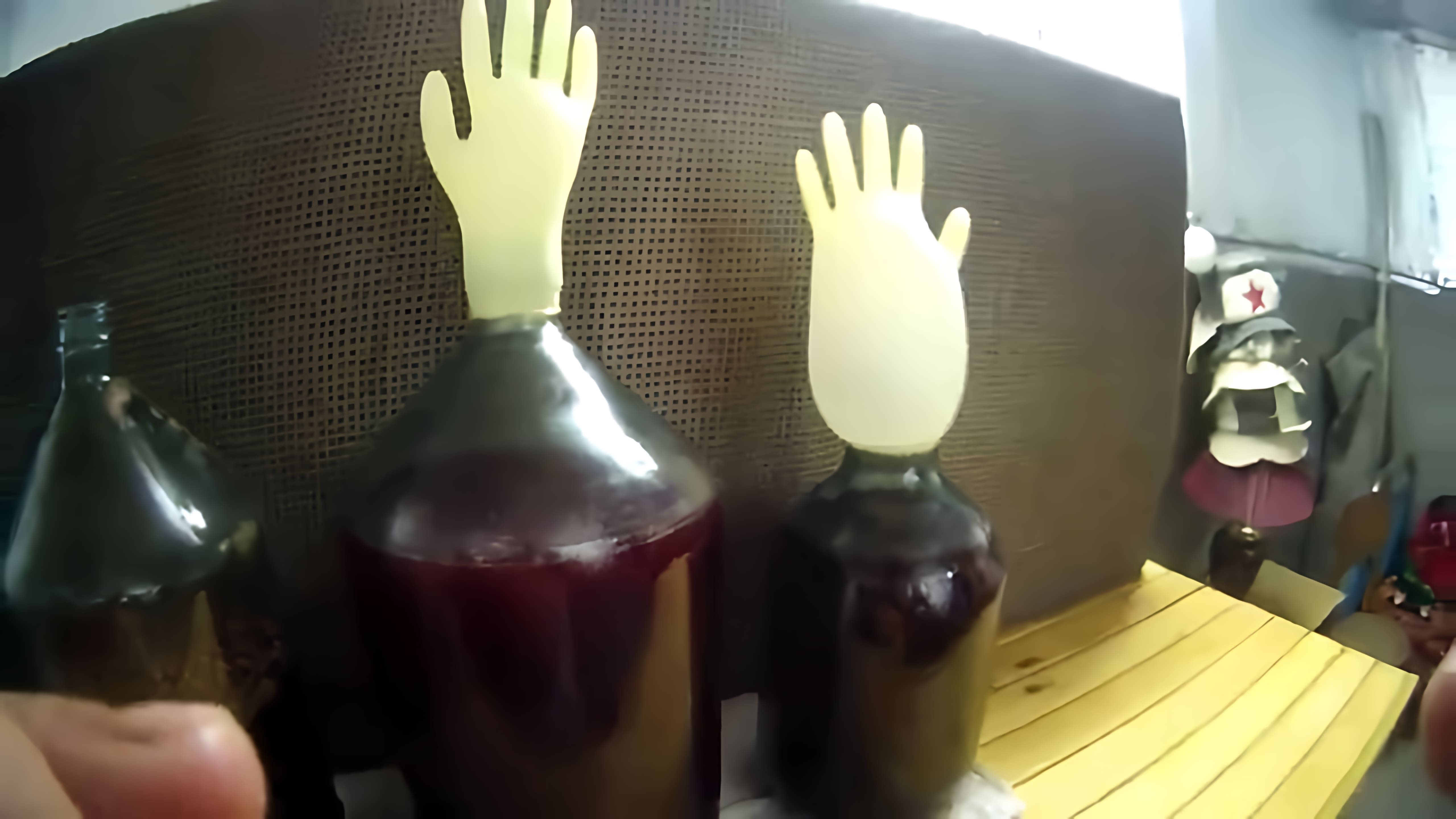 В этом видео демонстрируется процесс изготовления вина из вишни (шпанки)