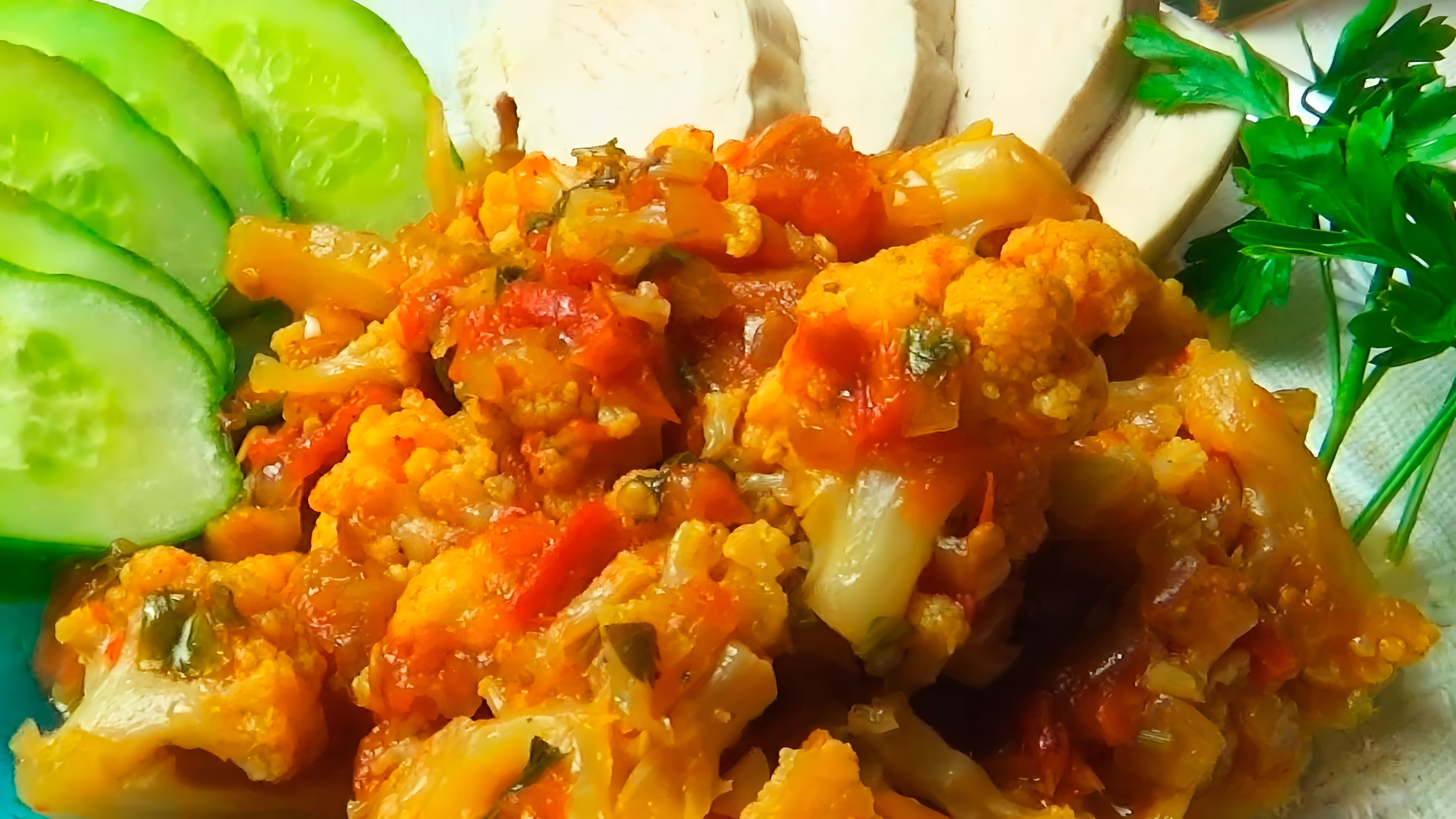 В этом видео-ролике вы увидите, как приготовить вкусное и полезное блюдо - тушеную цветную капусту с овощами