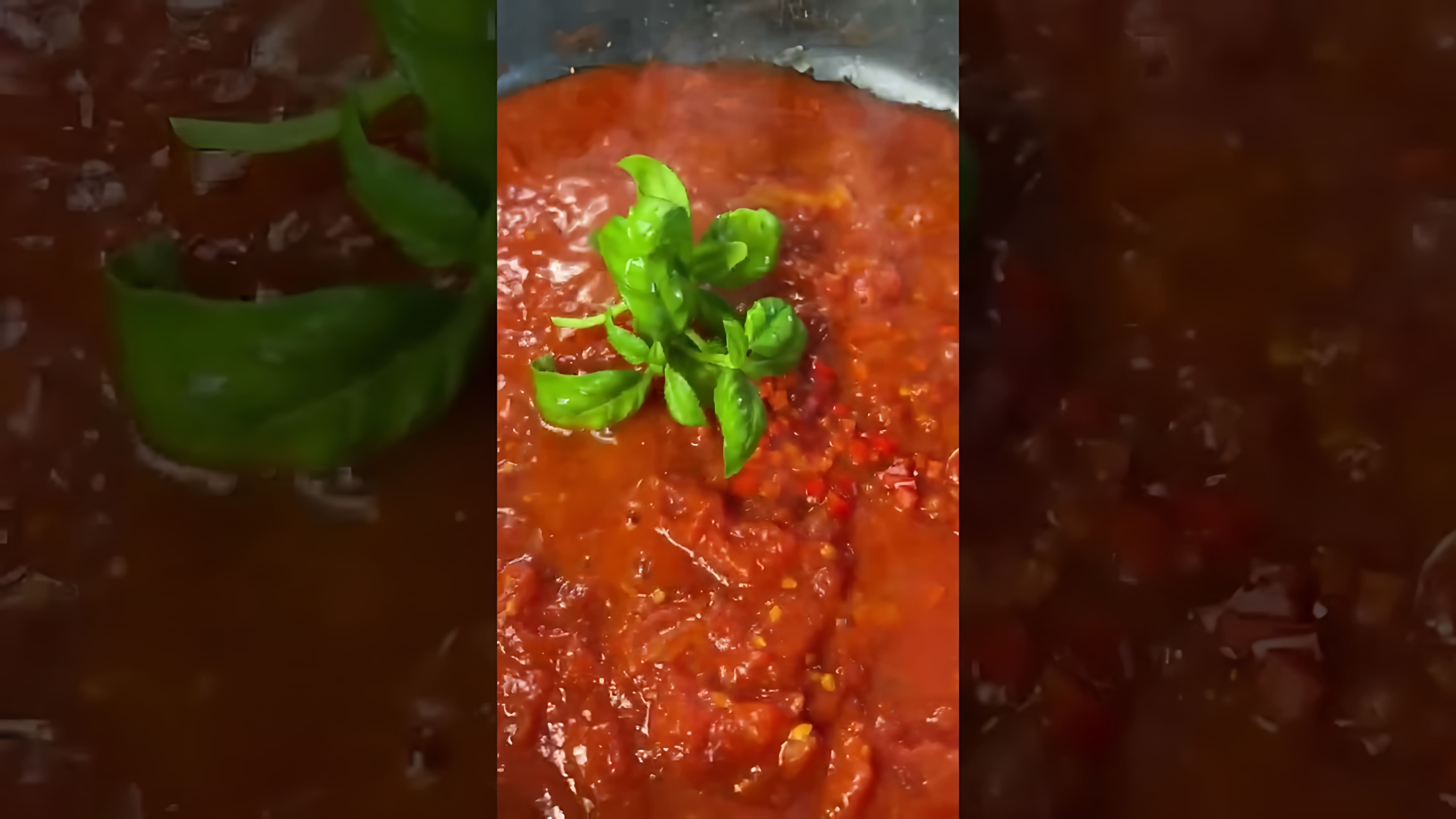 В этом видео демонстрируется процесс приготовления итальянской пасты с томатным соусом