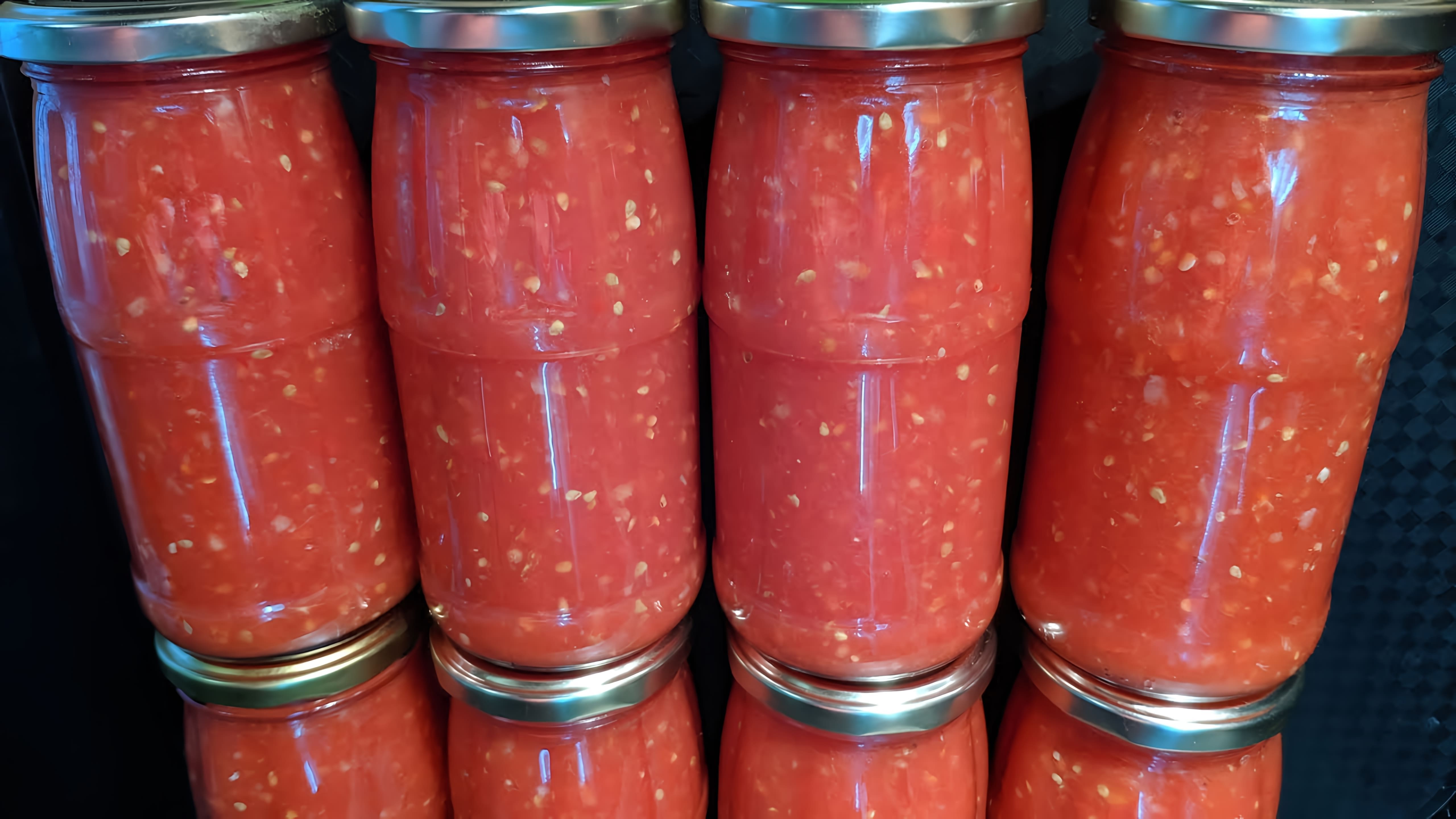 В этом видео представлен рецепт приготовления вкуснейшего соуса на зиму из помидоров