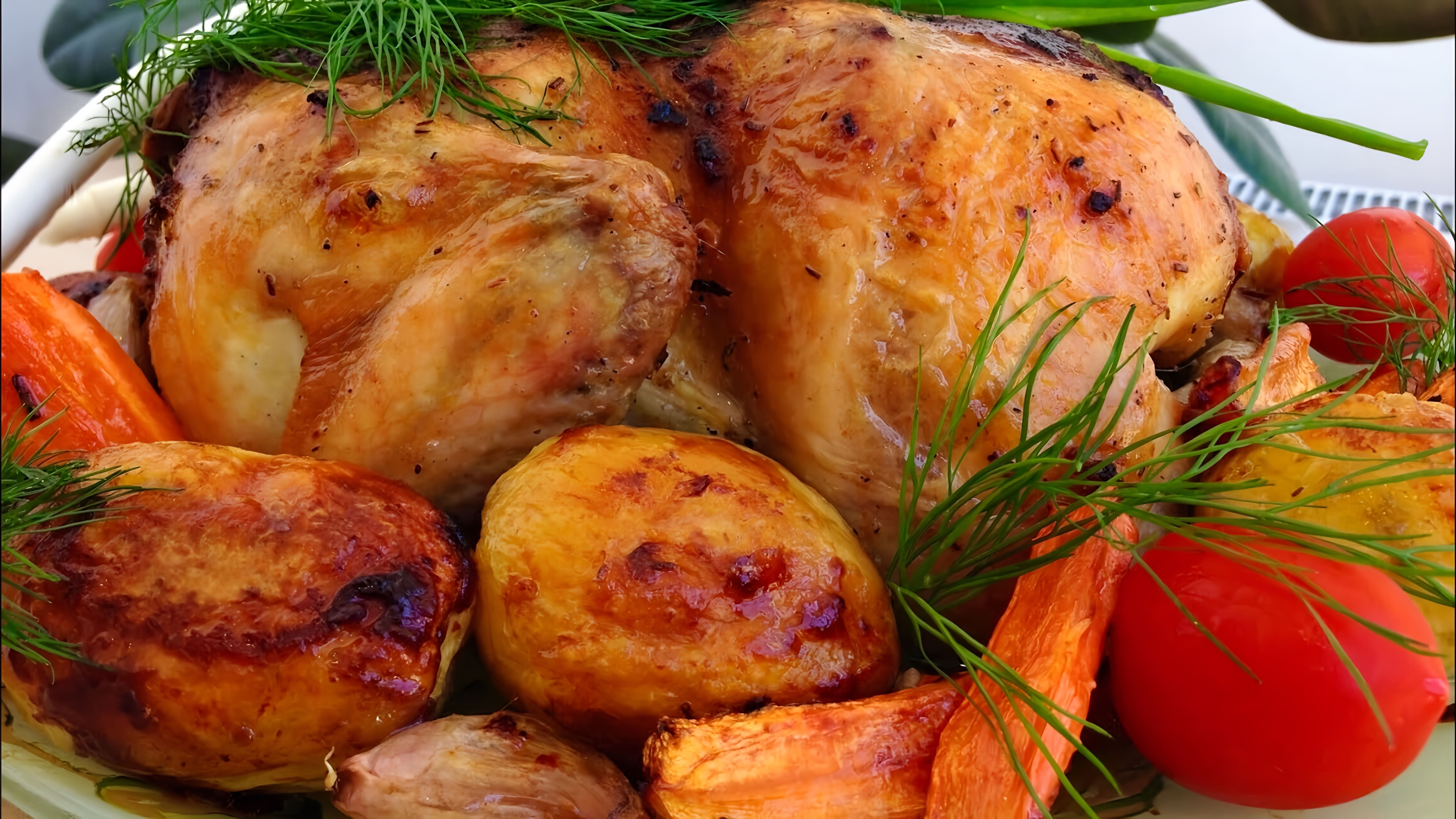 В этом видео демонстрируется процесс приготовления вкусной курицы в духовке