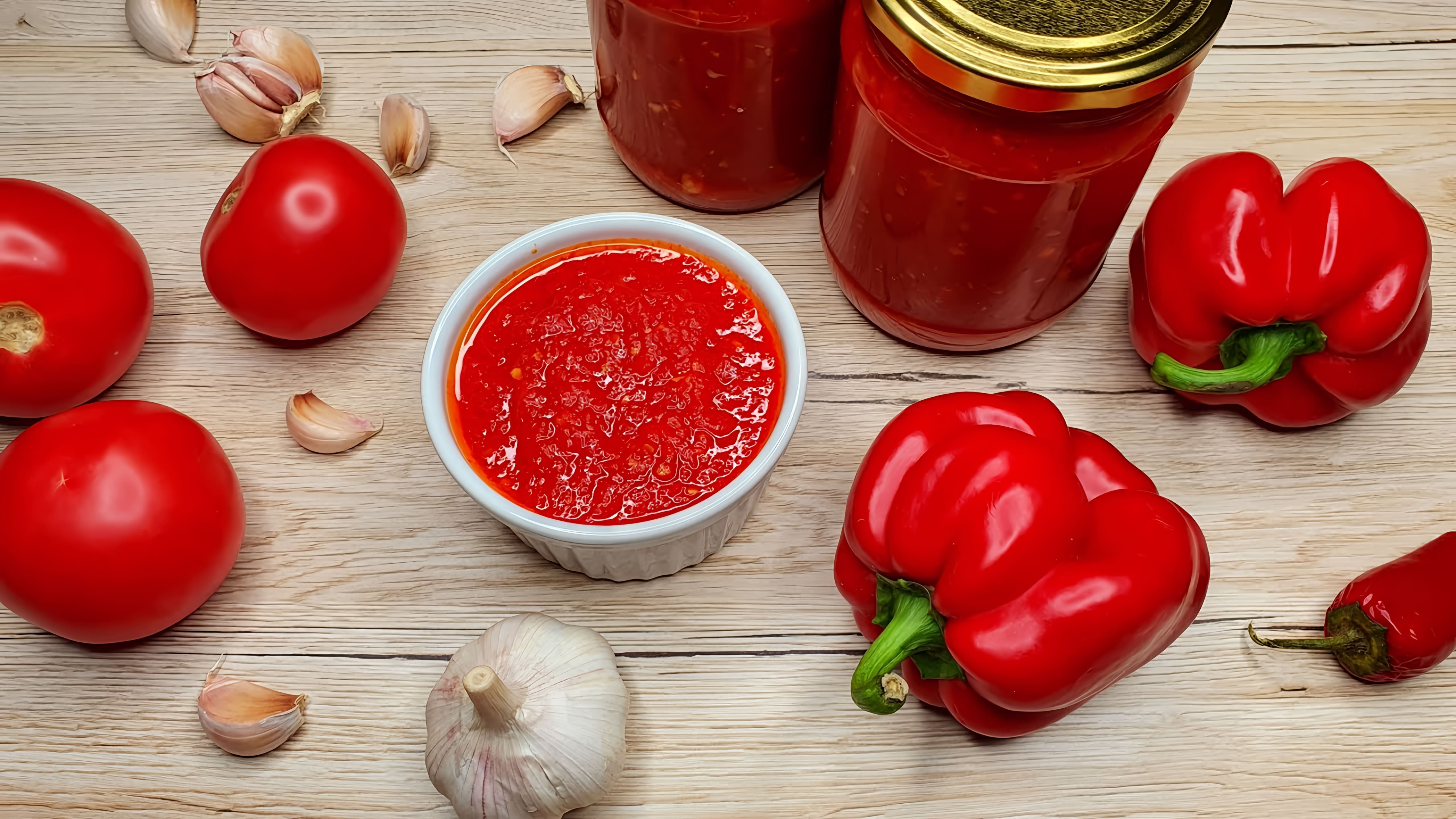 Видео как приготовить закусочный соус из сладких перцев, который может заменить томатную пасту