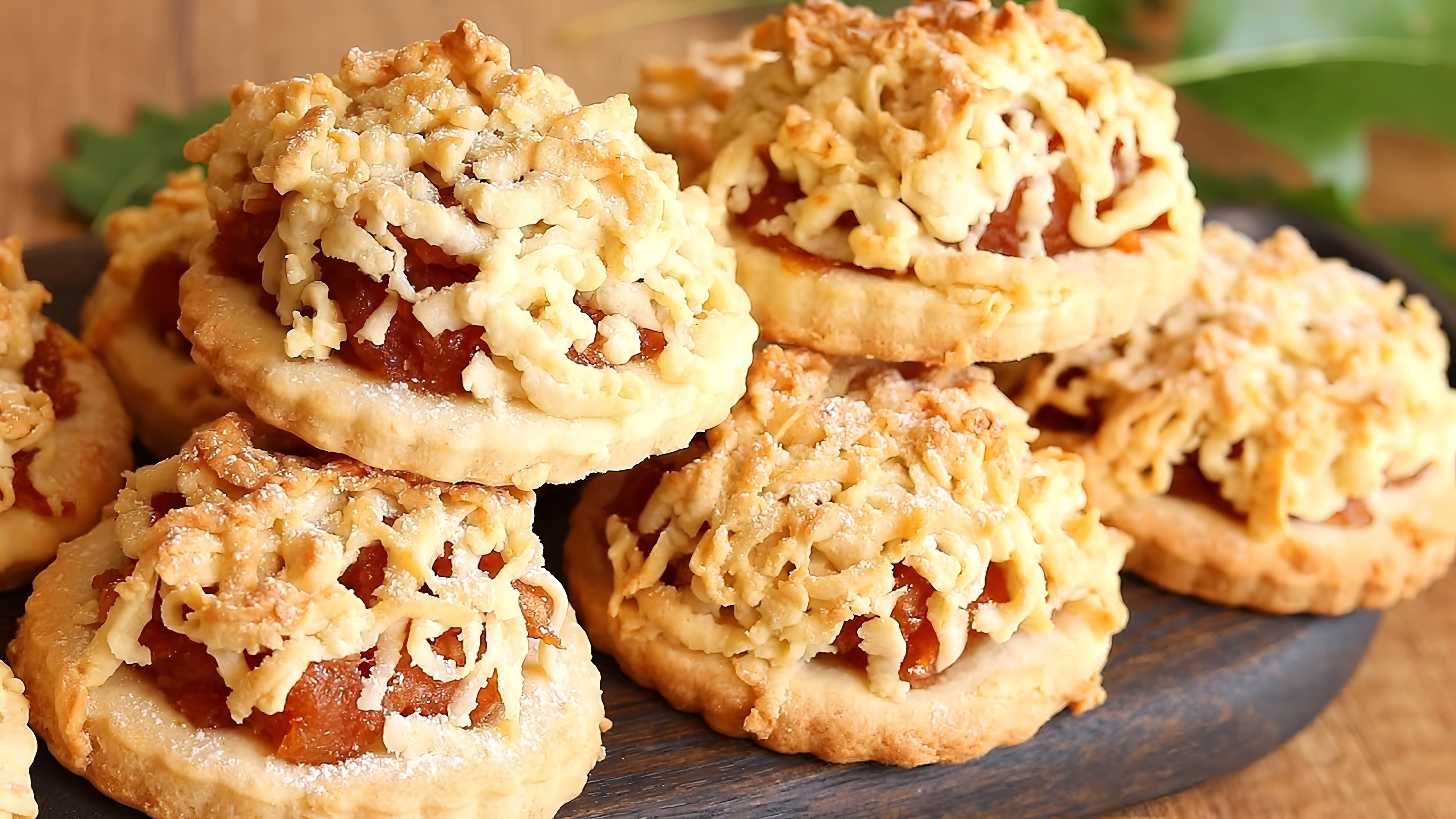 В этом видео демонстрируется рецепт приготовления печенья с яблочной начинкой