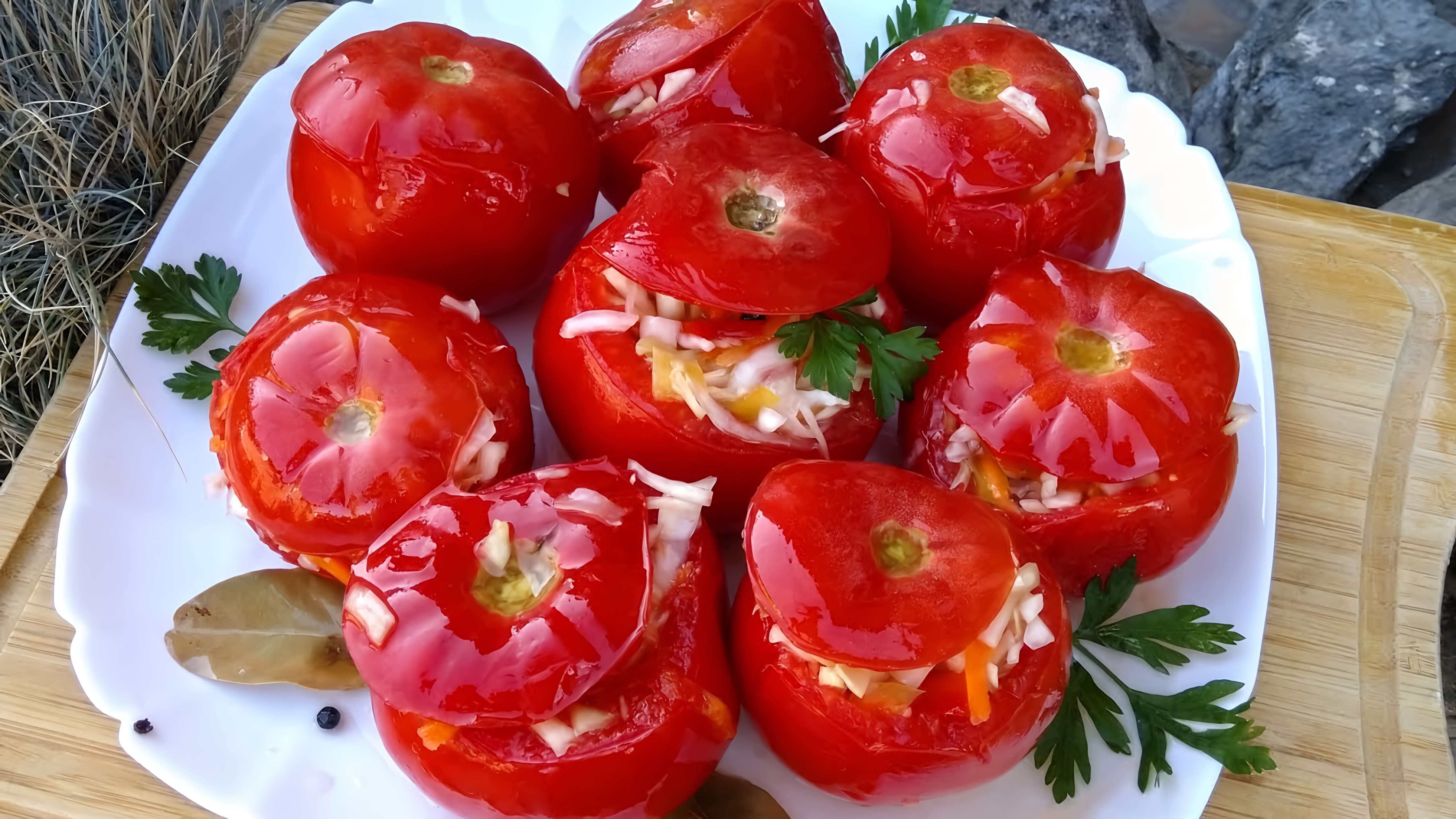 В этом видео демонстрируется рецепт приготовления фаршированных помидоров без запекания
